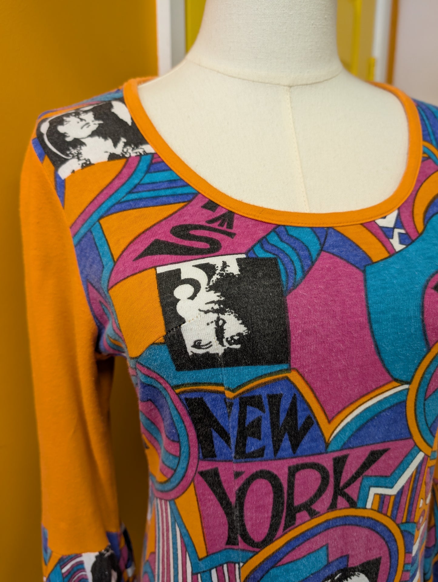 1970s Fasching Karneval novelty print cotton mini dress - XS/S