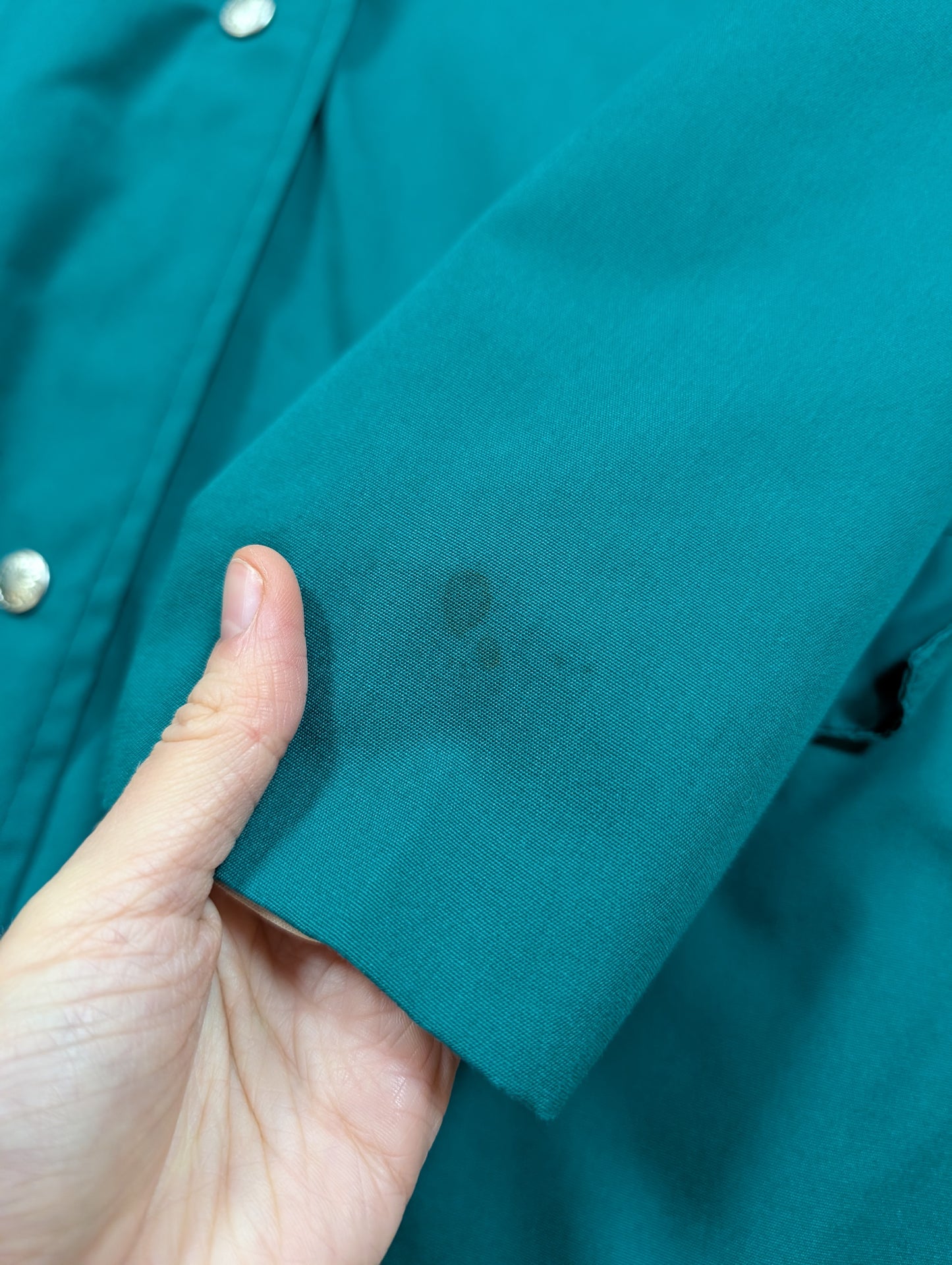 1970s green anorak with red fleece lining - S