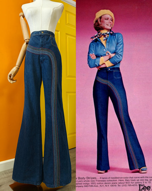 Iconic 1970s Lee rainbow jeans - 28"W 35"L