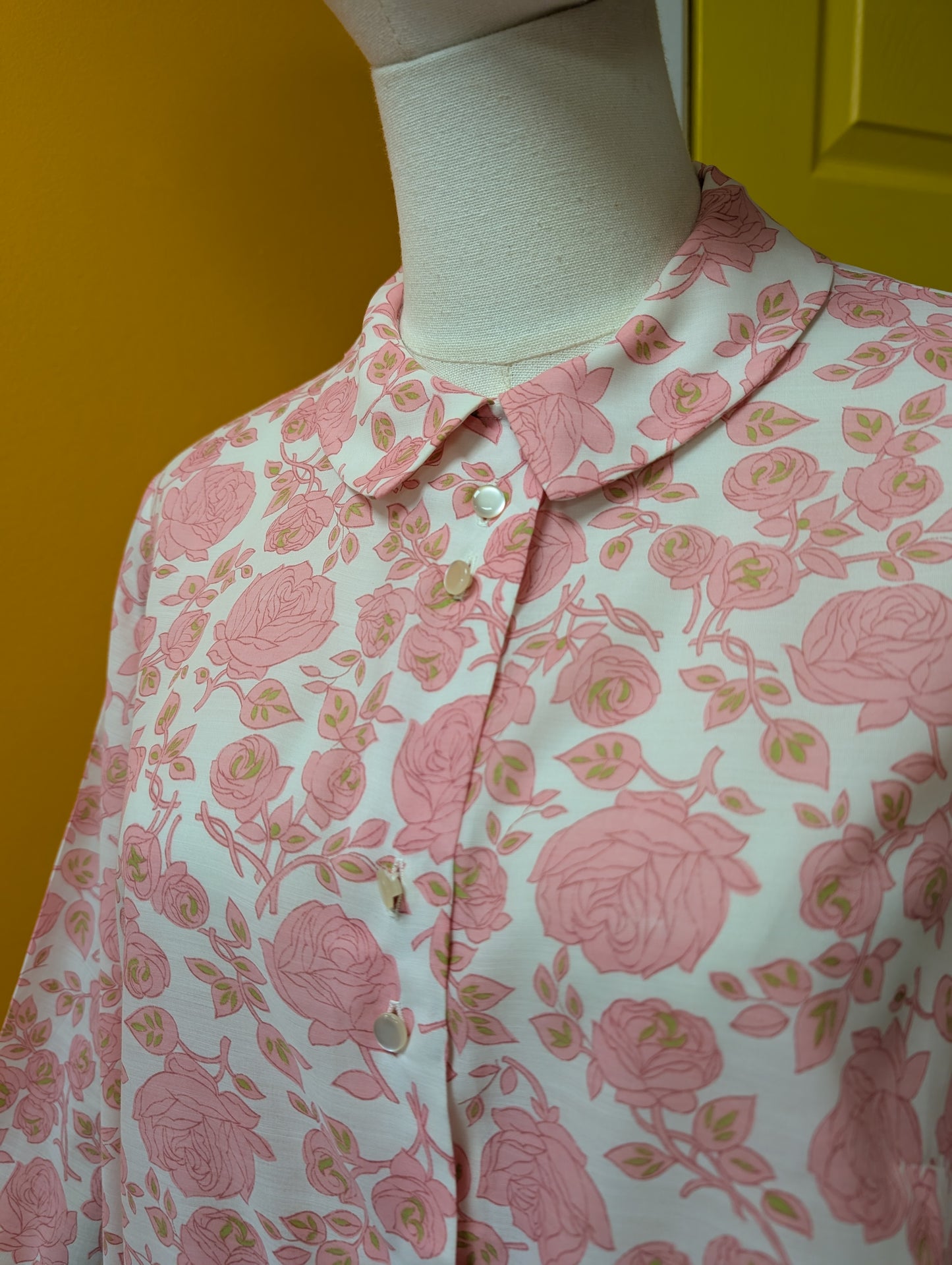 1960s St Michael pink floral blouse - M