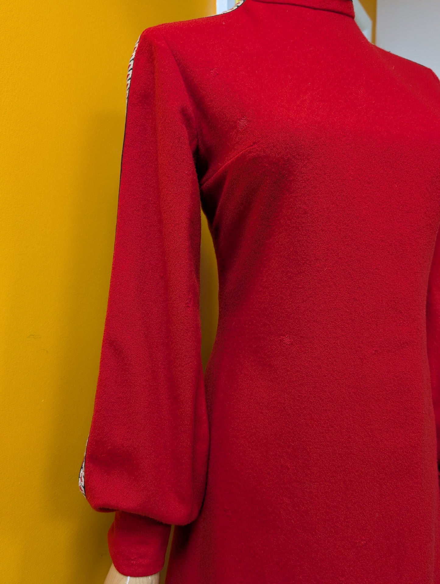 1960s Twiggy red wool mini dress - XS/S