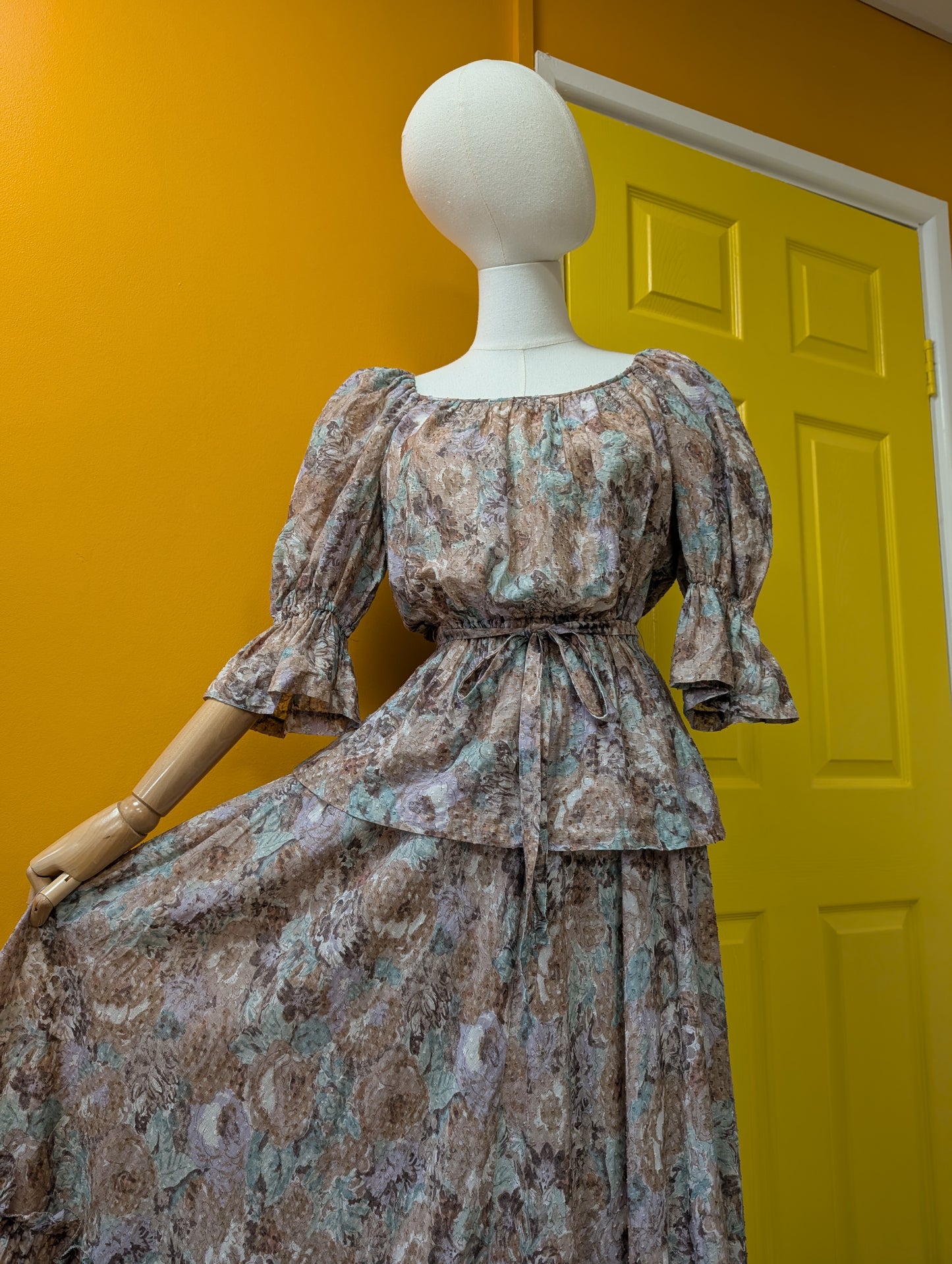 1970s Andre Peters floral blouse and skirt - S/8/10