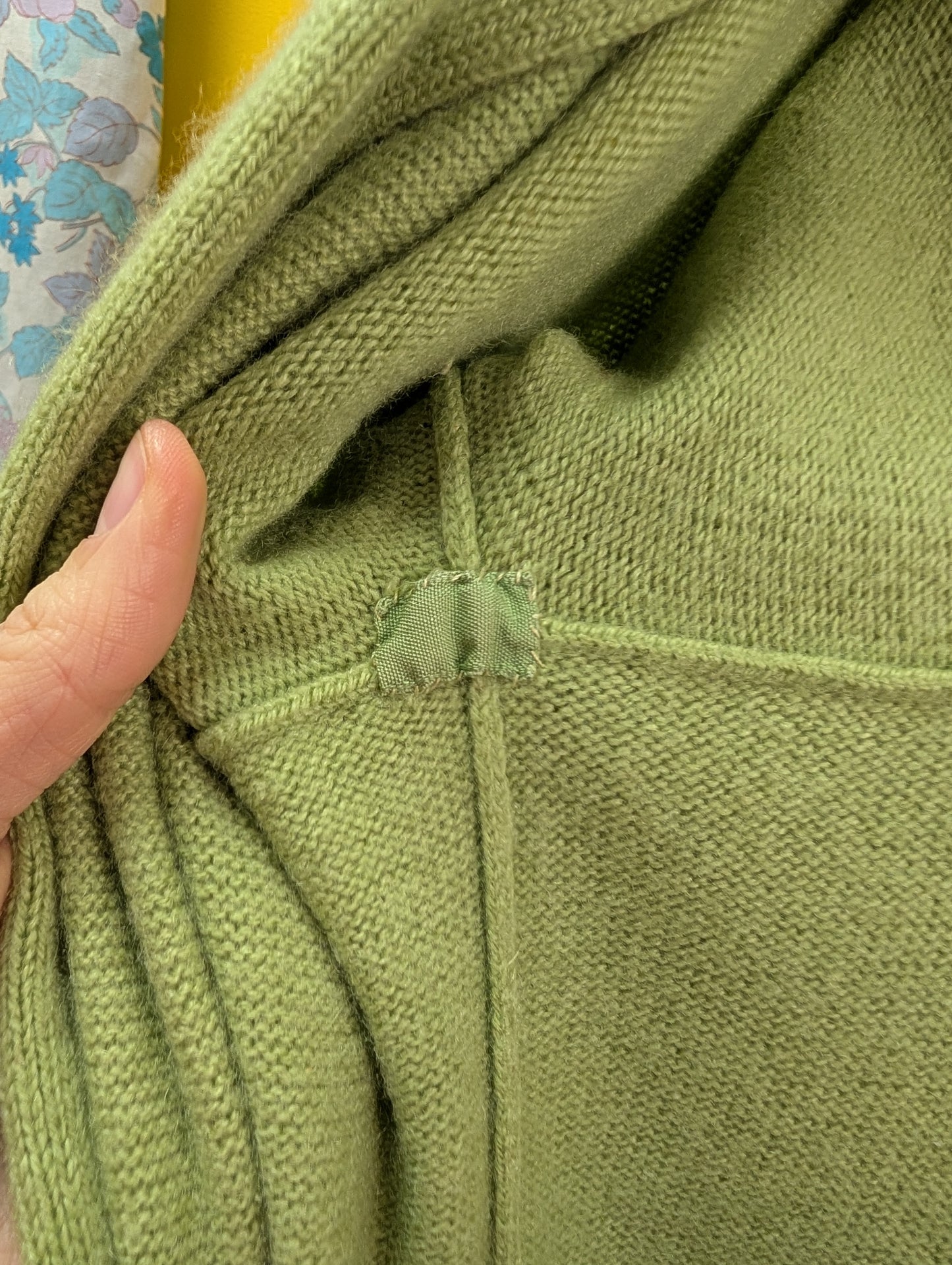 Gorgeous 1960s Bonnie Cashin Ballantyne cashmere long green cardigan