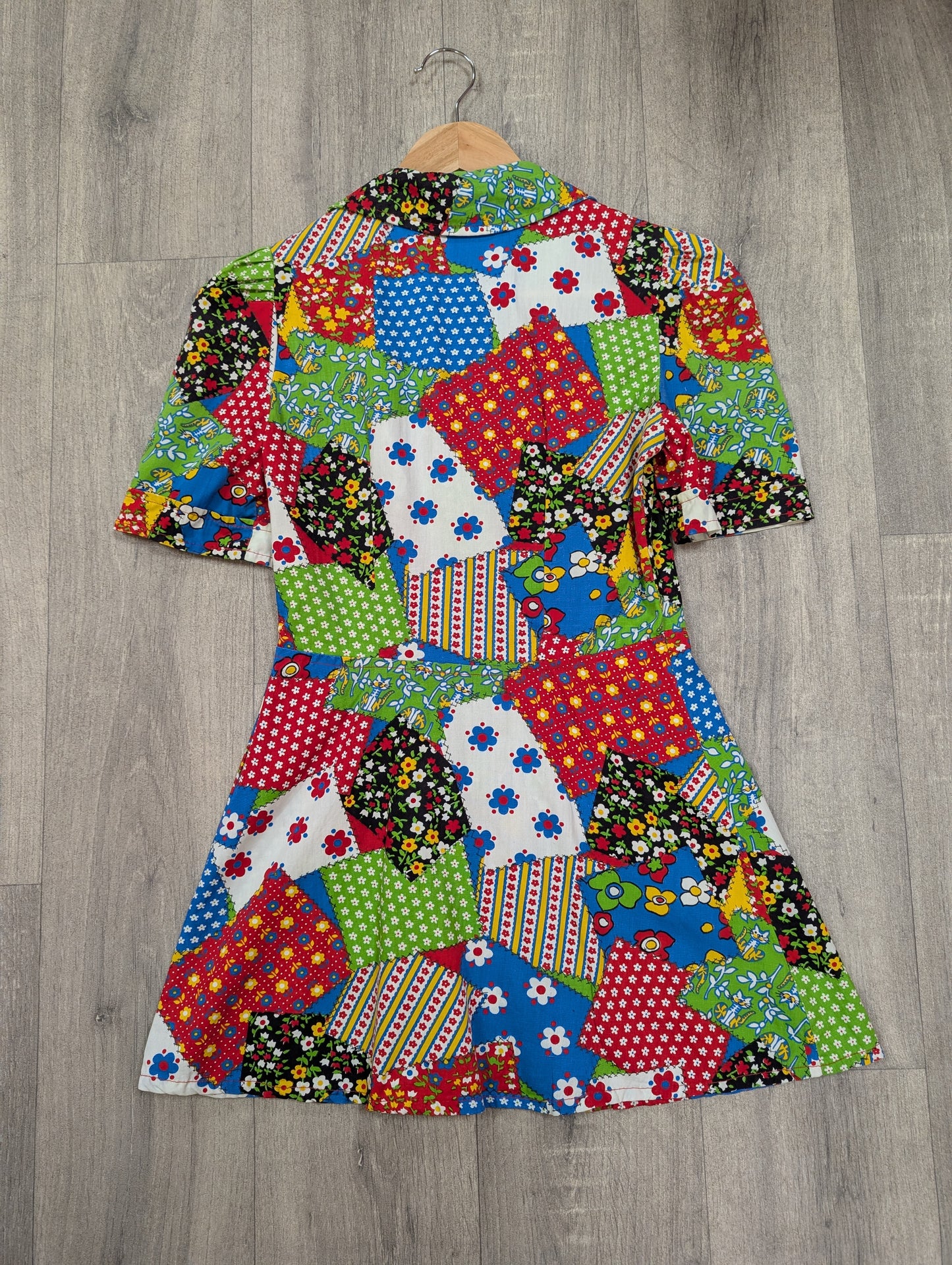 1970s Louis Caring novelty patchwork print - XS