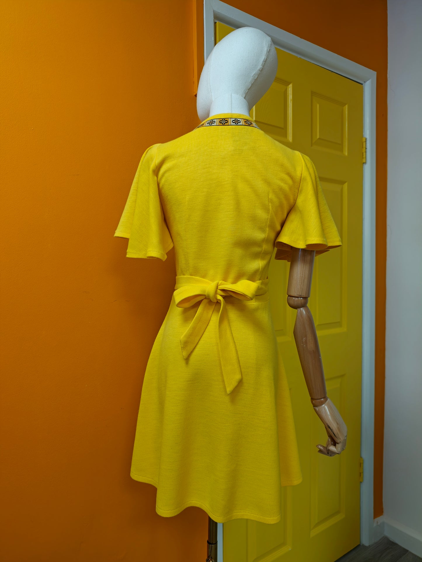 1970s Radley yellow wrap mini dress - XS/S