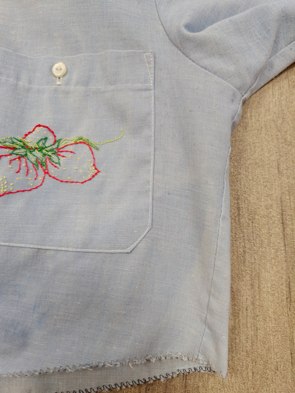 1970s De Colores embroidered & appliquéd tie waist shirt - M