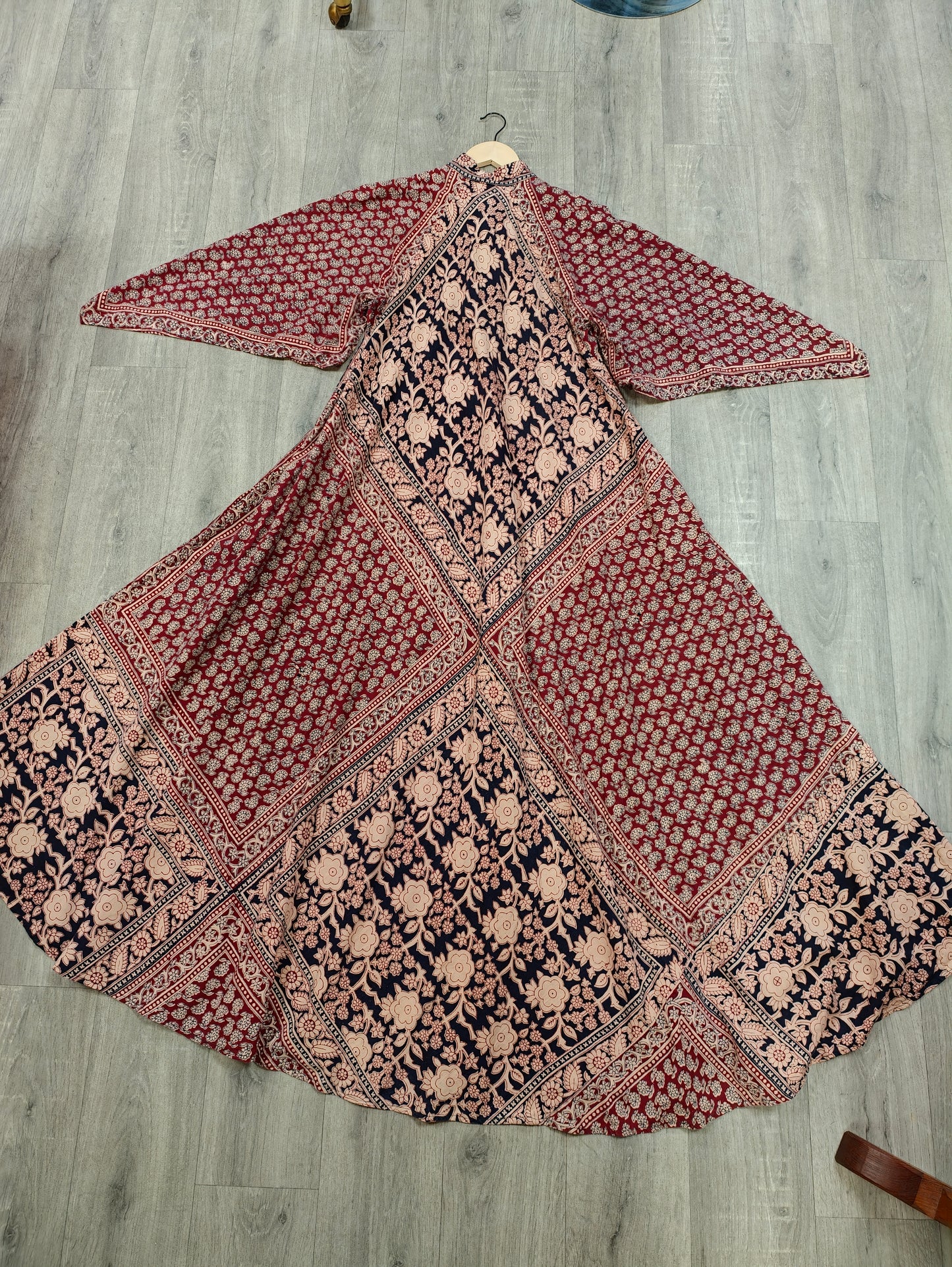1970s Indian cotton block print maxi dress