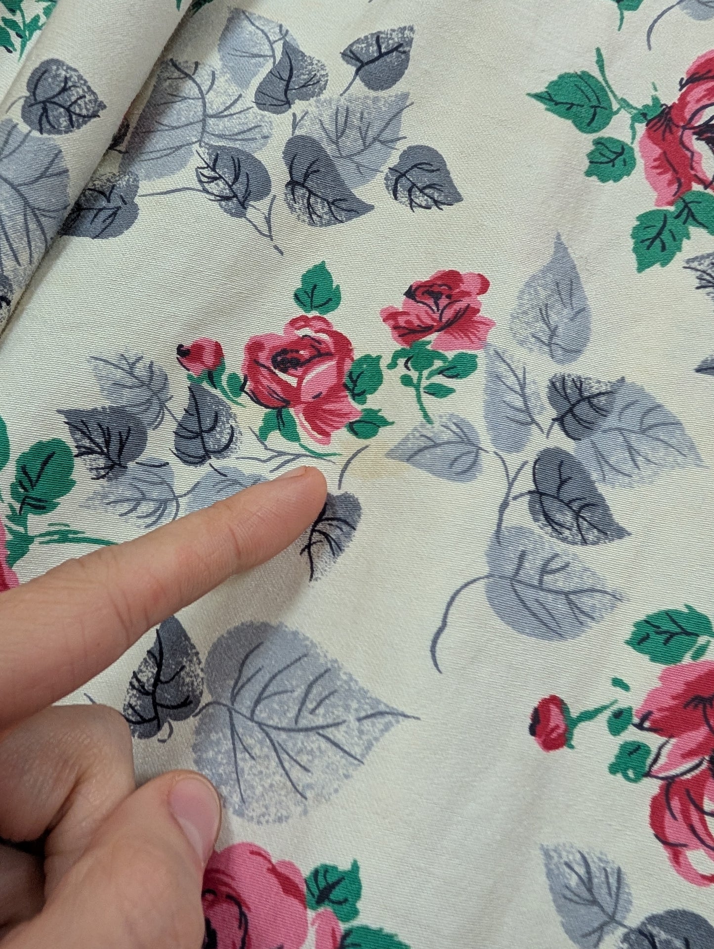 1950s rose print cotton dress - 38"B 30"W