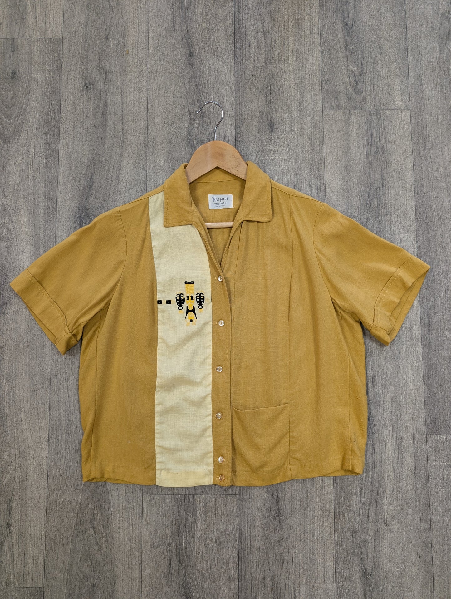 1950s Nat Nast rayon tiki bowling shirt