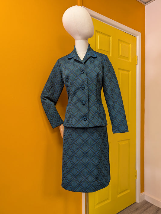 1960s Heathnit crimplene skirt suit - M/12