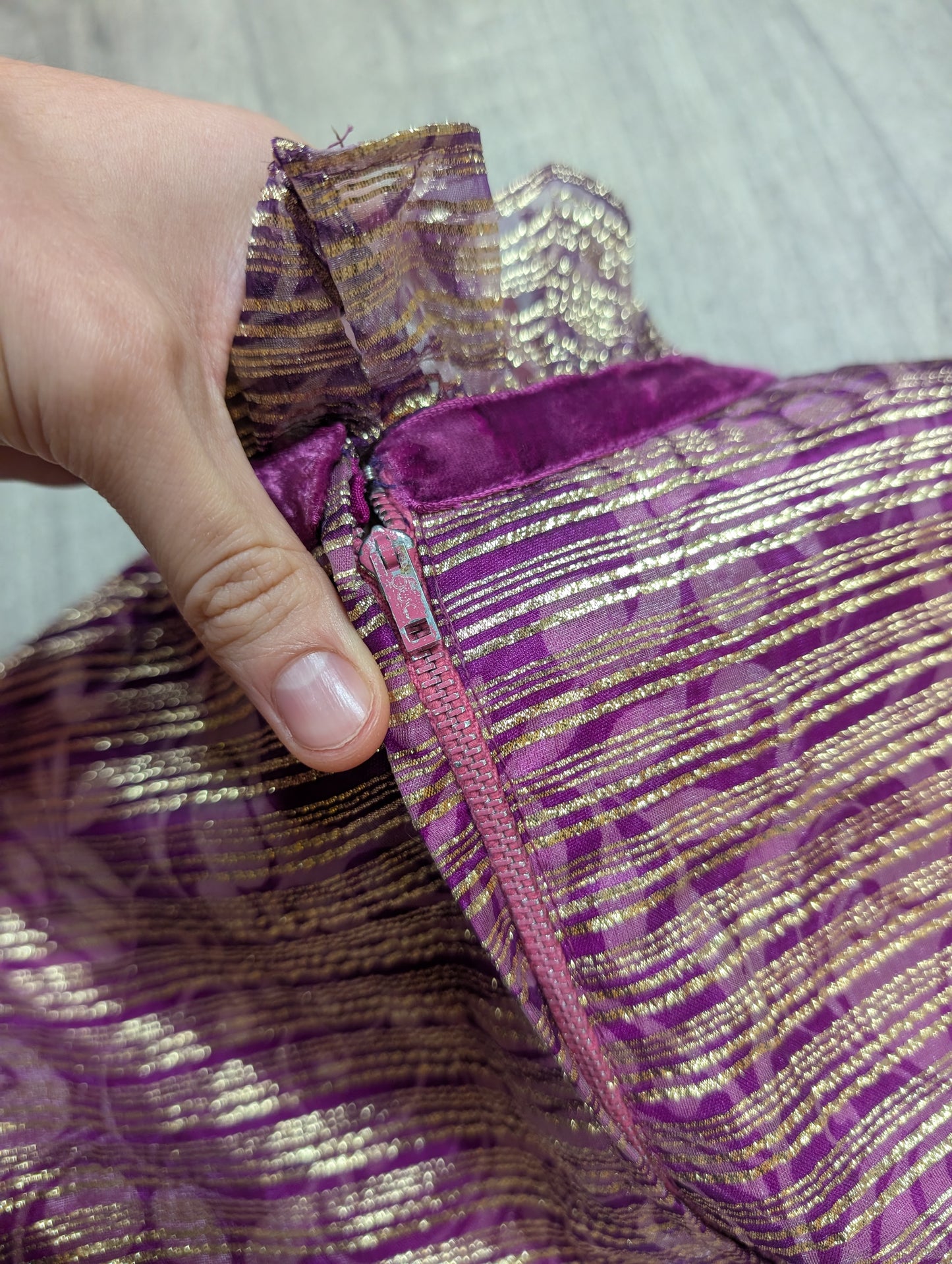 60s/70s Peterson Maid sparkly purple & gold dress - XS/S/6/8