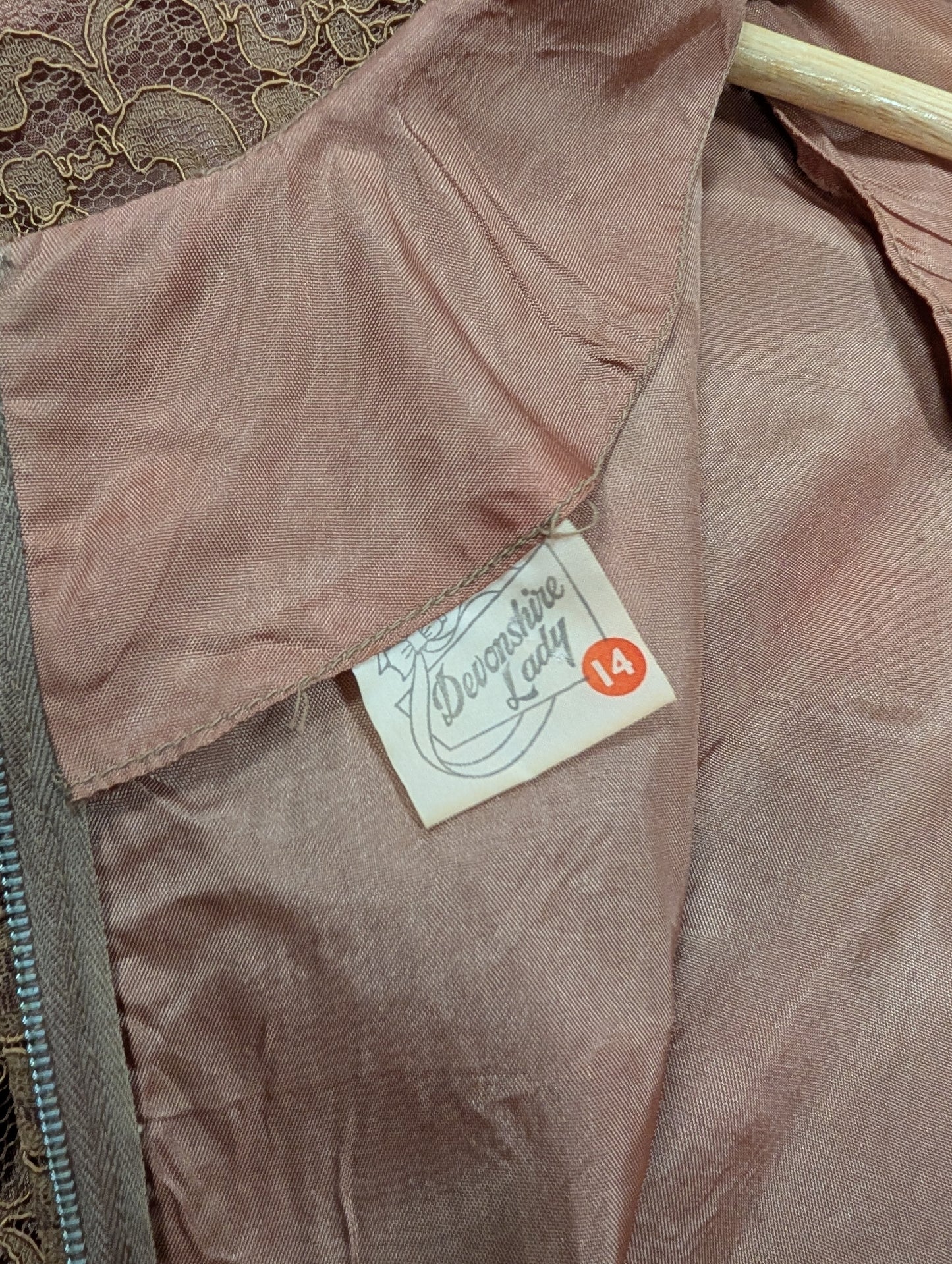 1960s Devonshire Lady brown lace dress suit - S/10