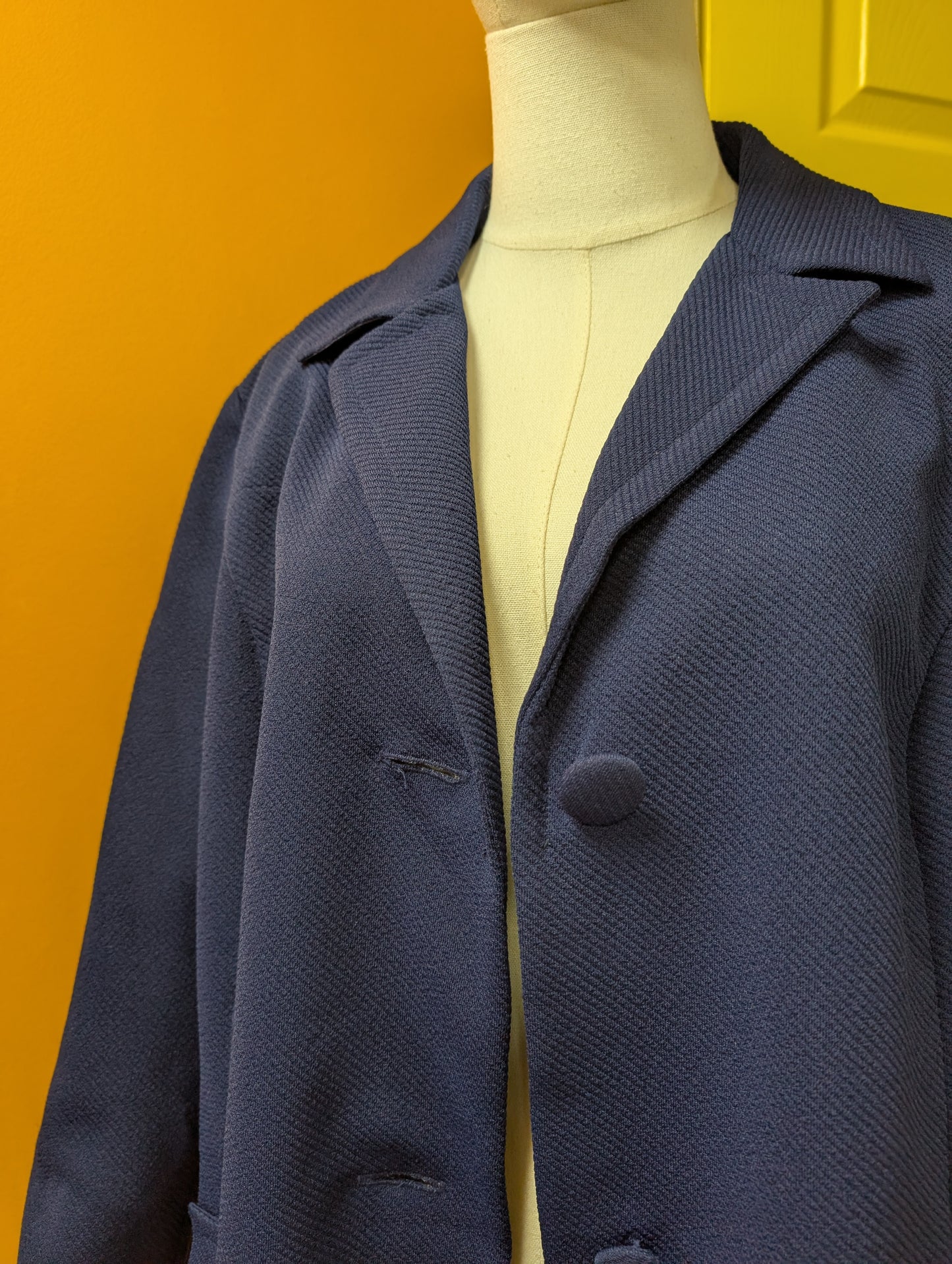 1960s Richard Stump blue crimplene coat - M/L