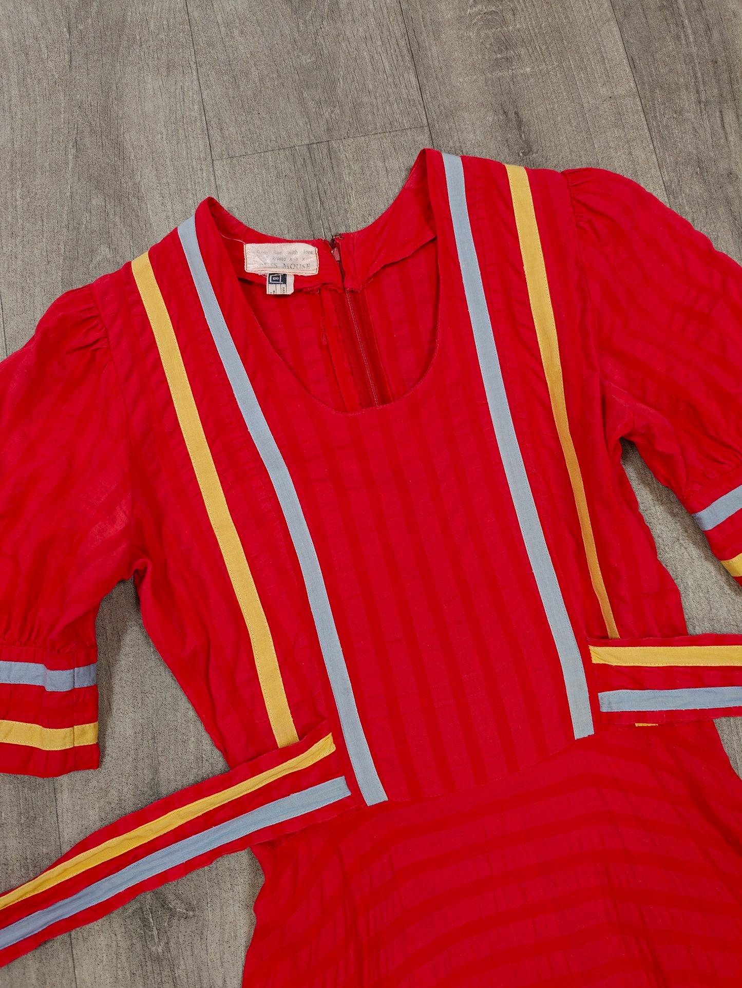 1970s Miss Mouse red cotton maxi dress - XS/6