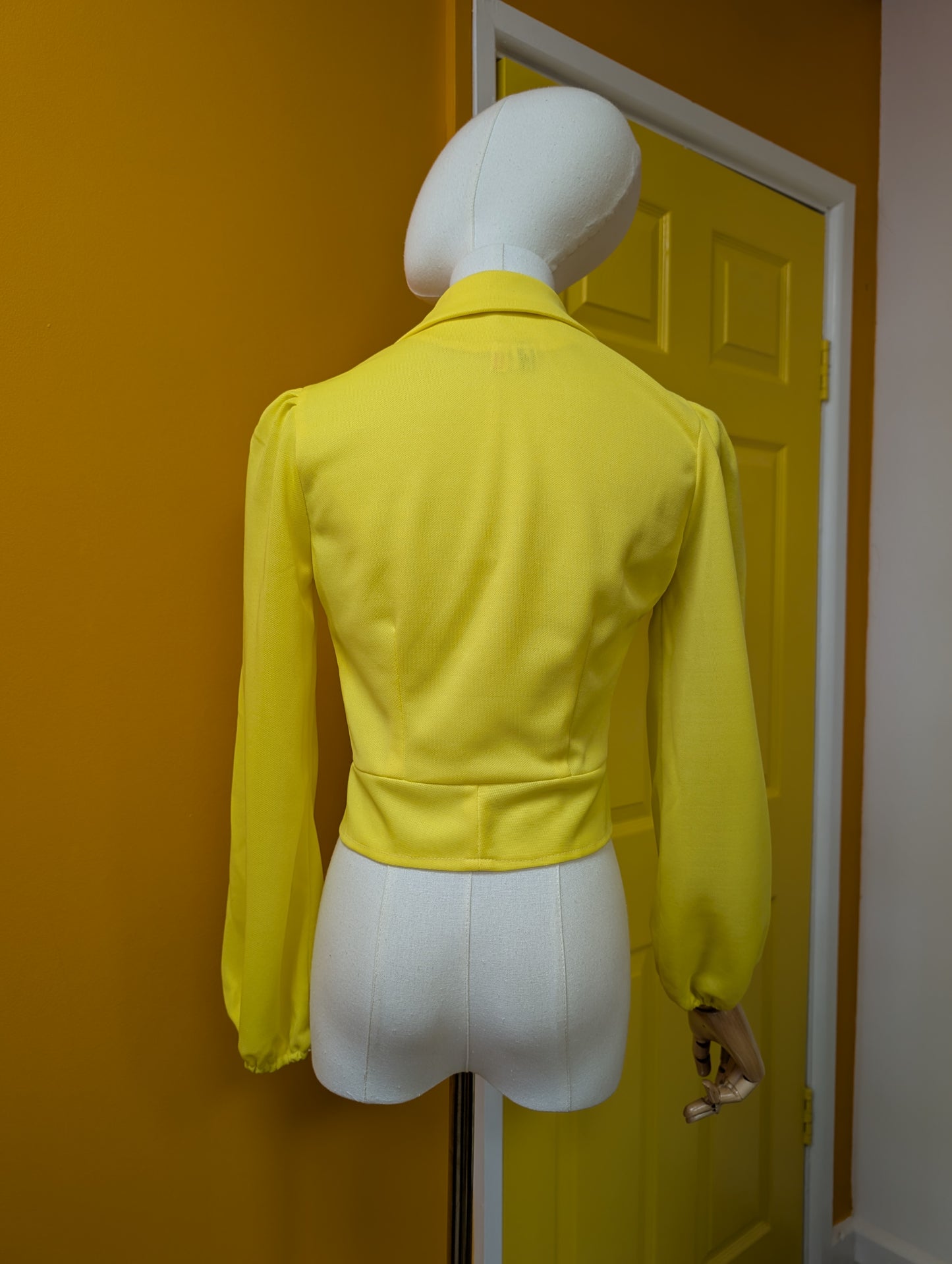 1970s yellow tie waist shirt - S/8