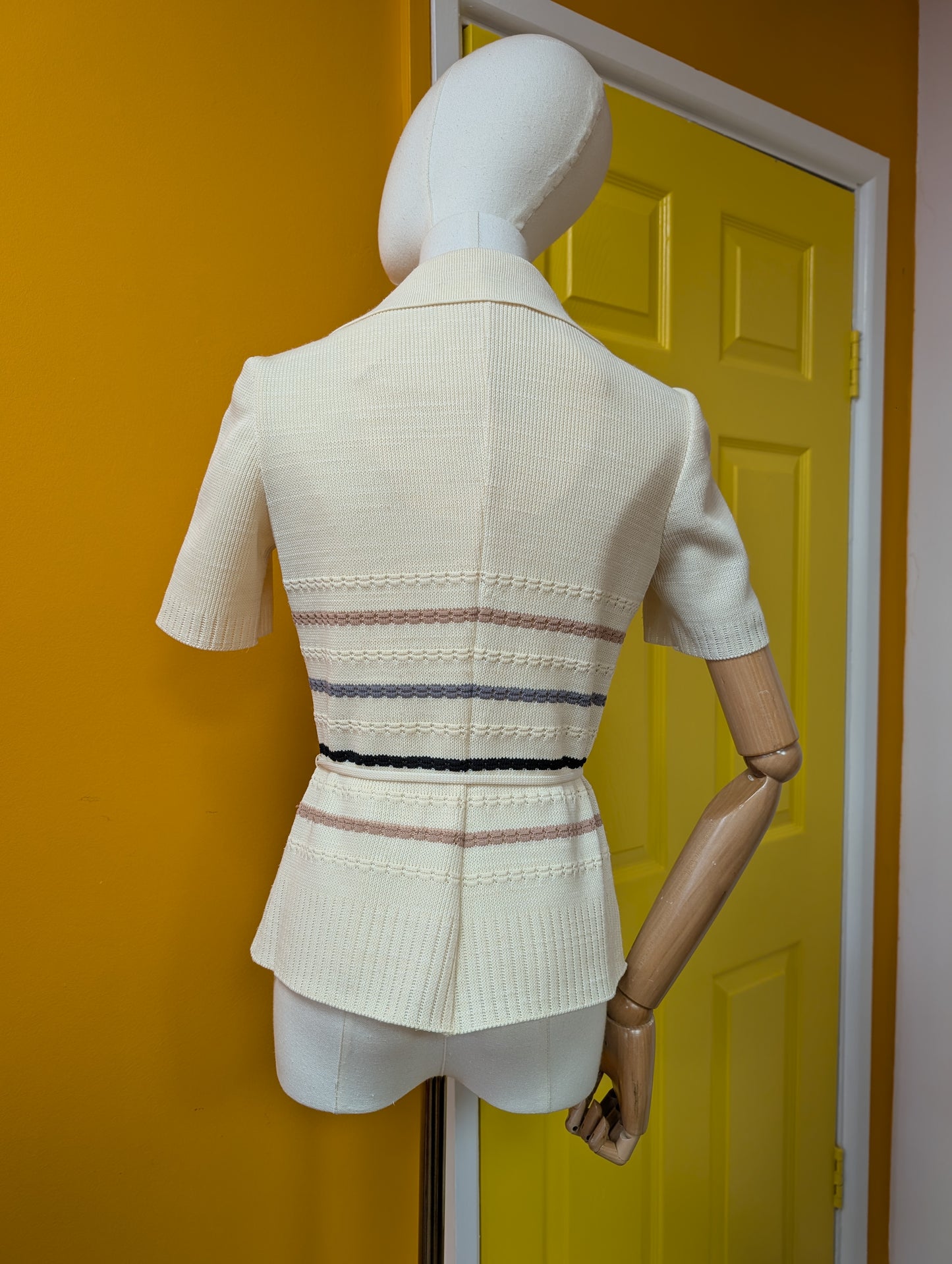 1970s Kay Windsor belted knit top - S