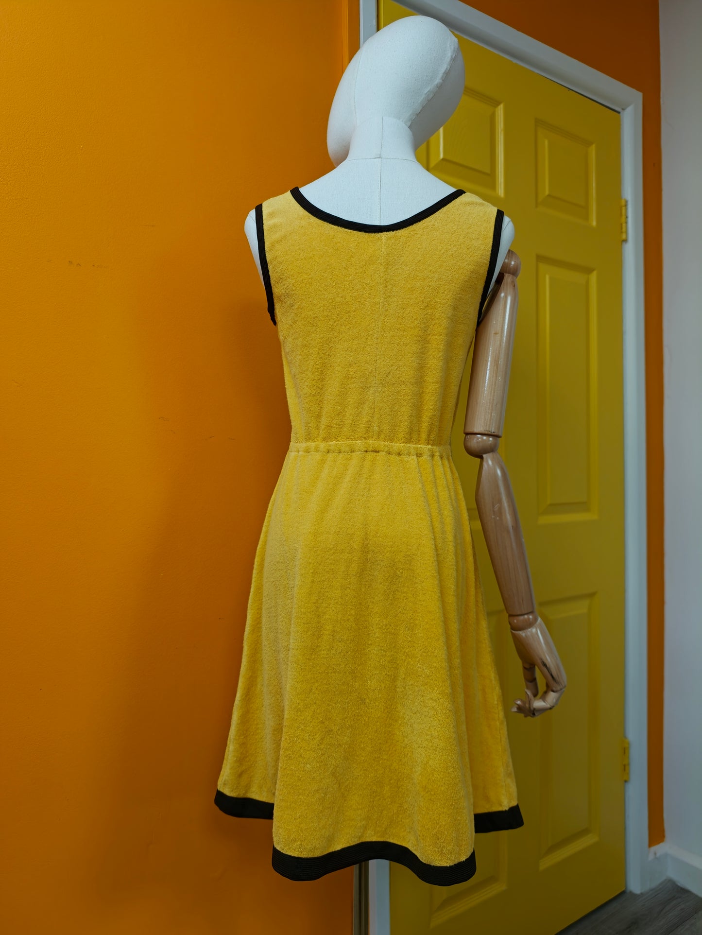 St Michael yellow towelling dress - S/8/10
