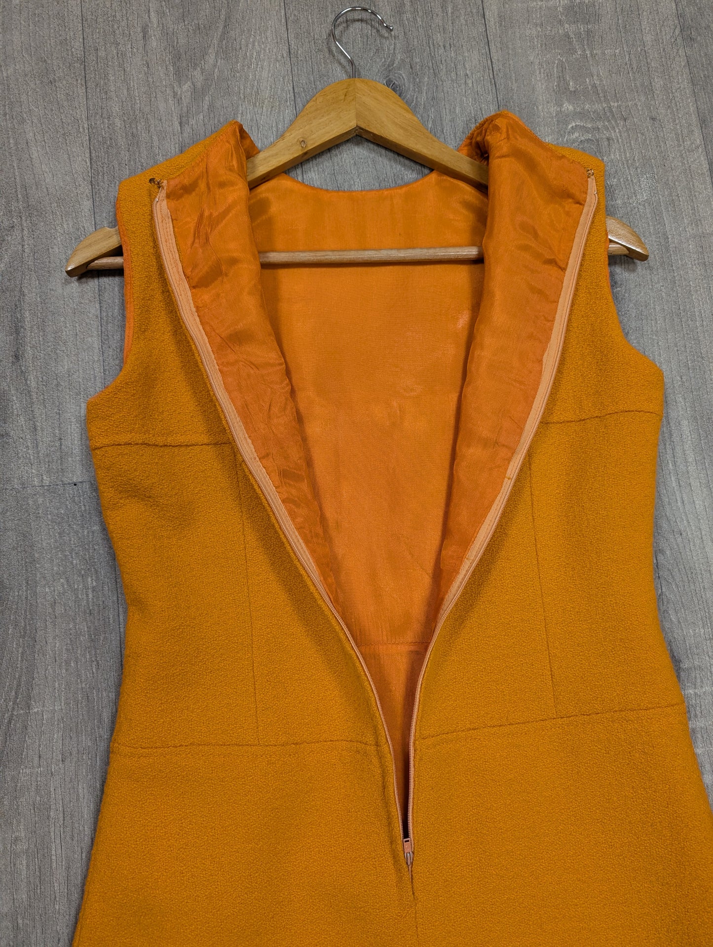 1960s Aubrey Segal orange boucle wool dress & coat - S/8/10