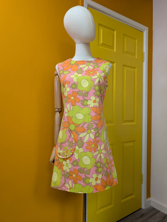 1960s St Michael flower power mini dress - S/M/10/12