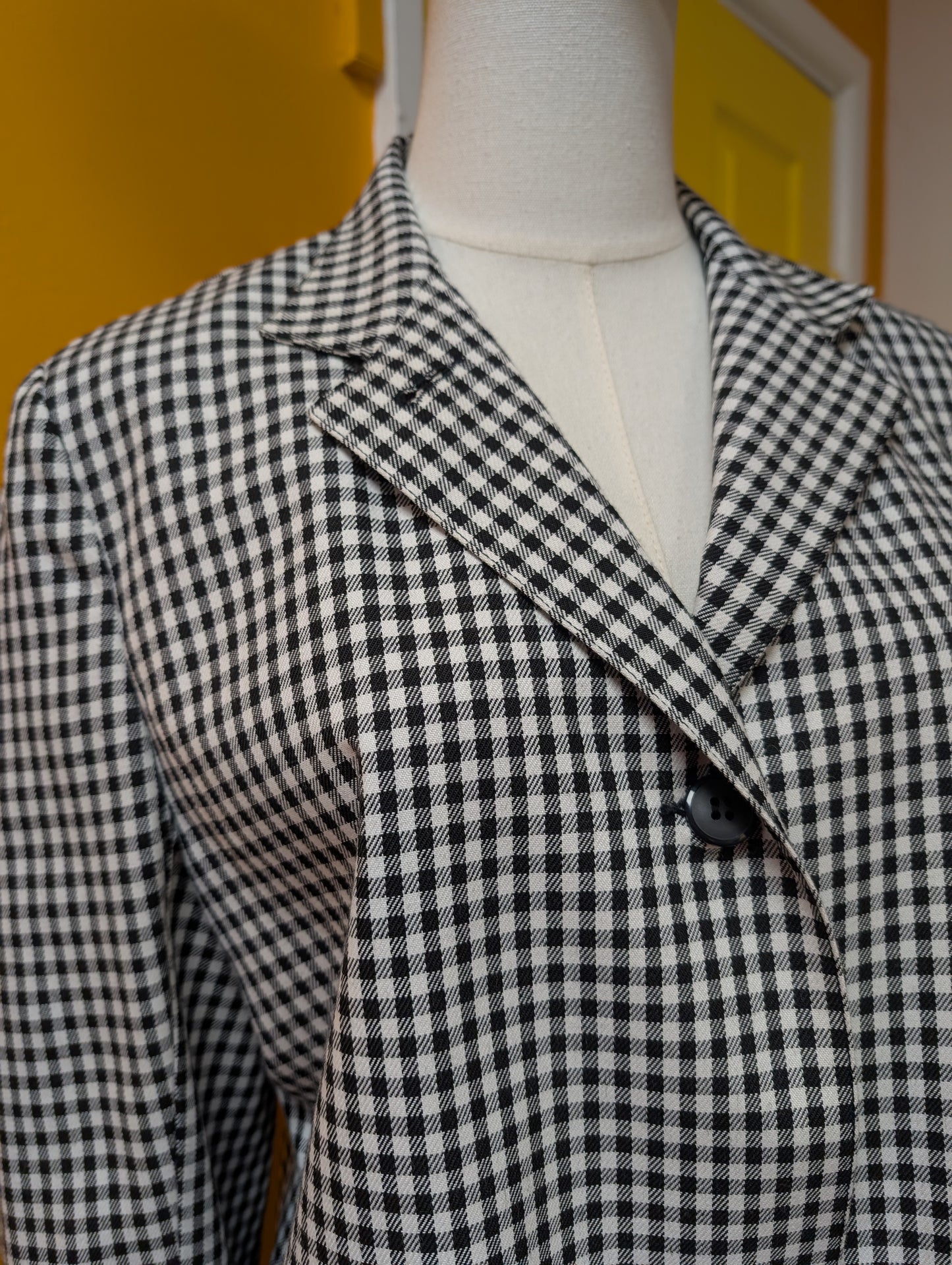 1980s black & white check jacket - M