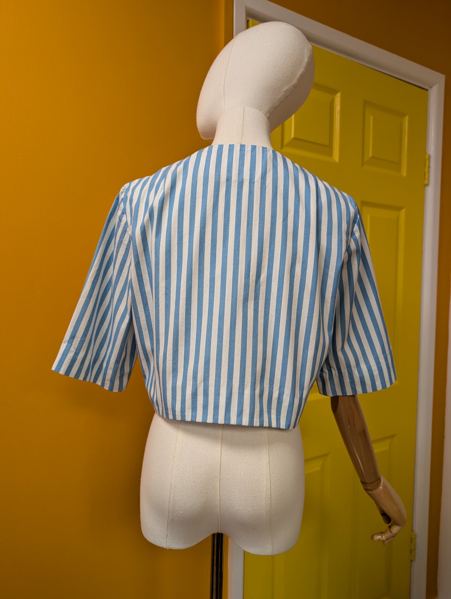 1950s Rembrandt blue/white striped cotton jacket - S/M