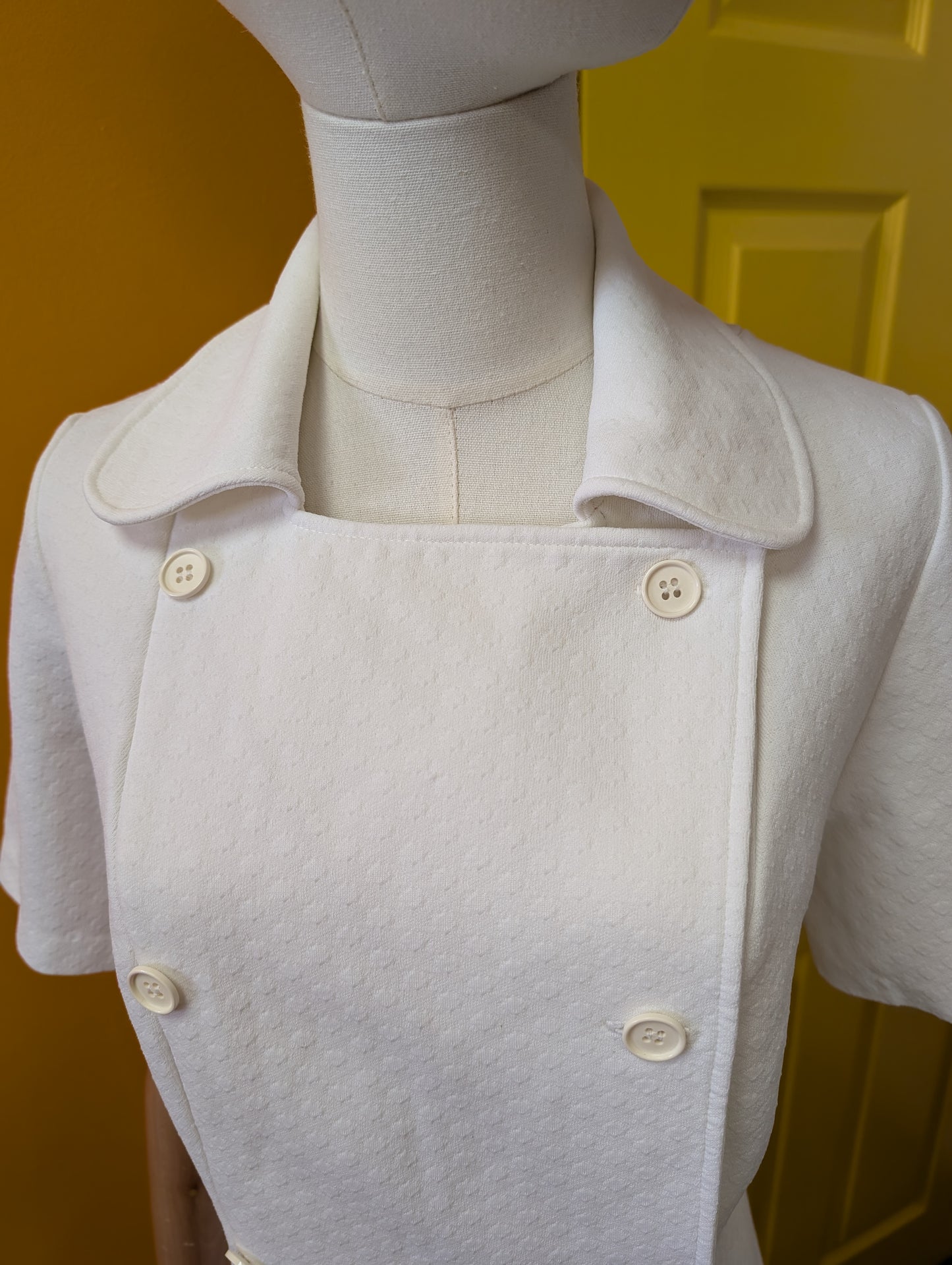 1960s St Michael white crimplene dress - M/L/14/16