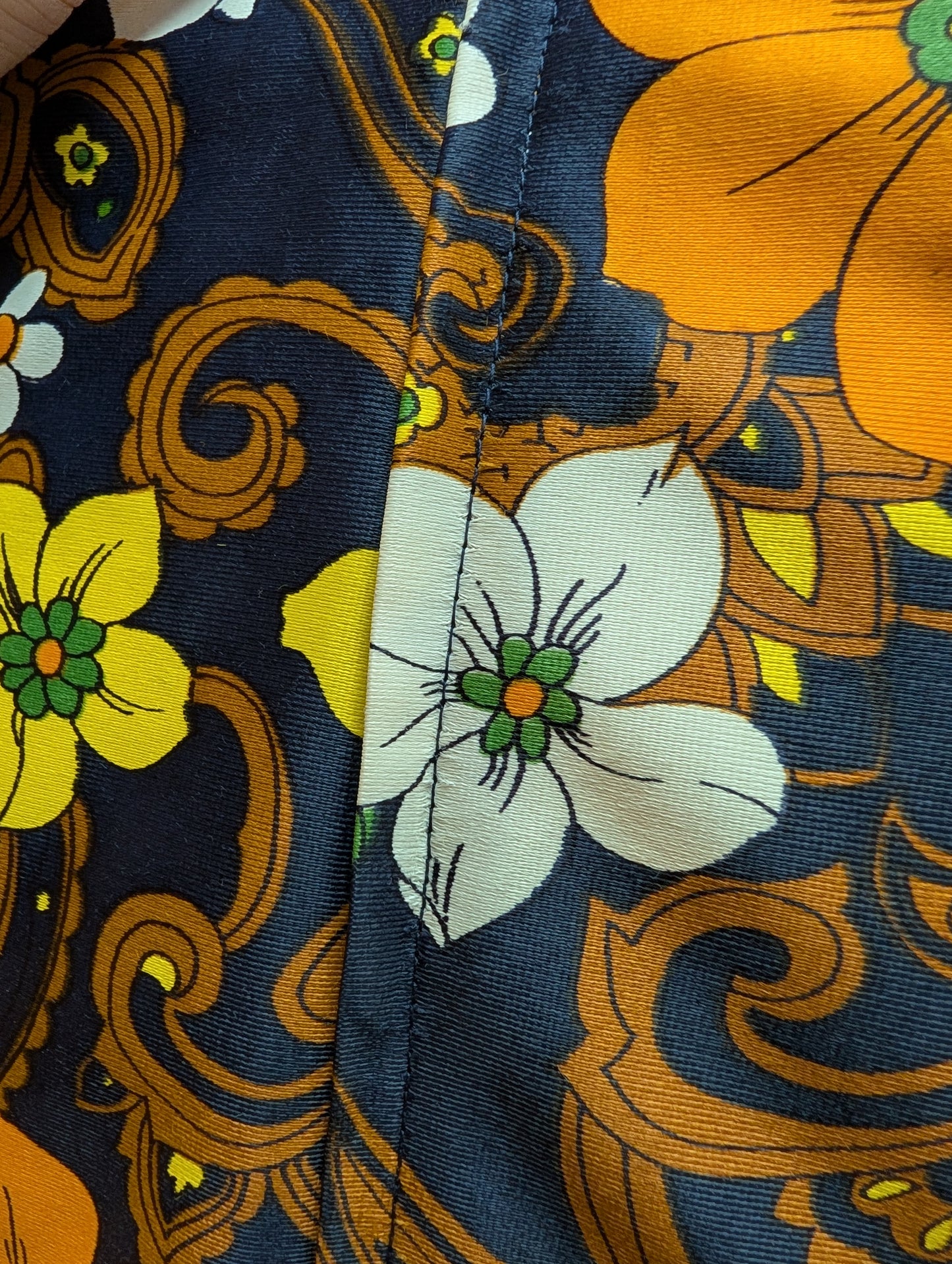 60s/70s Global orange floral maxi dress - XS/6