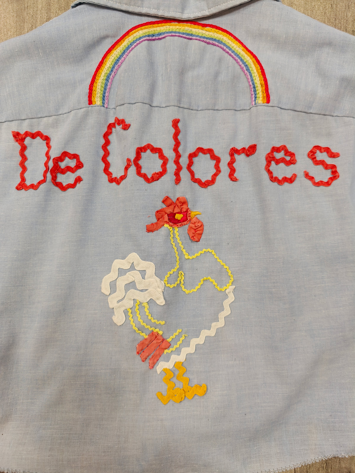 1970s De Colores embroidered & appliquéd tie waist shirt - M