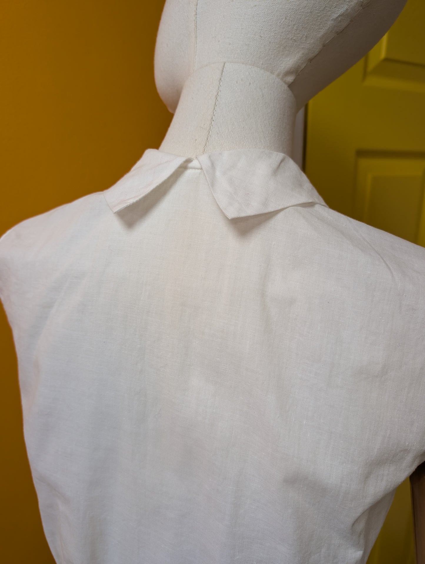 50s/60s white cotton broderie anglaise top - S/8/10