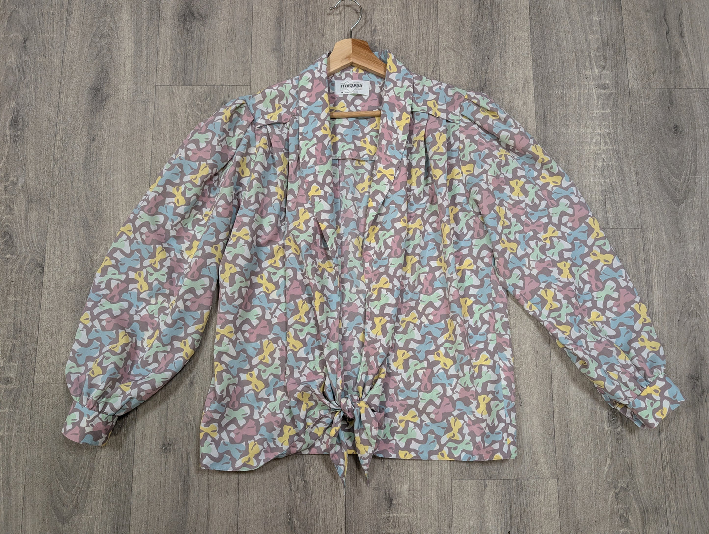 1980s Marquesa bow print jacket/cover up - M