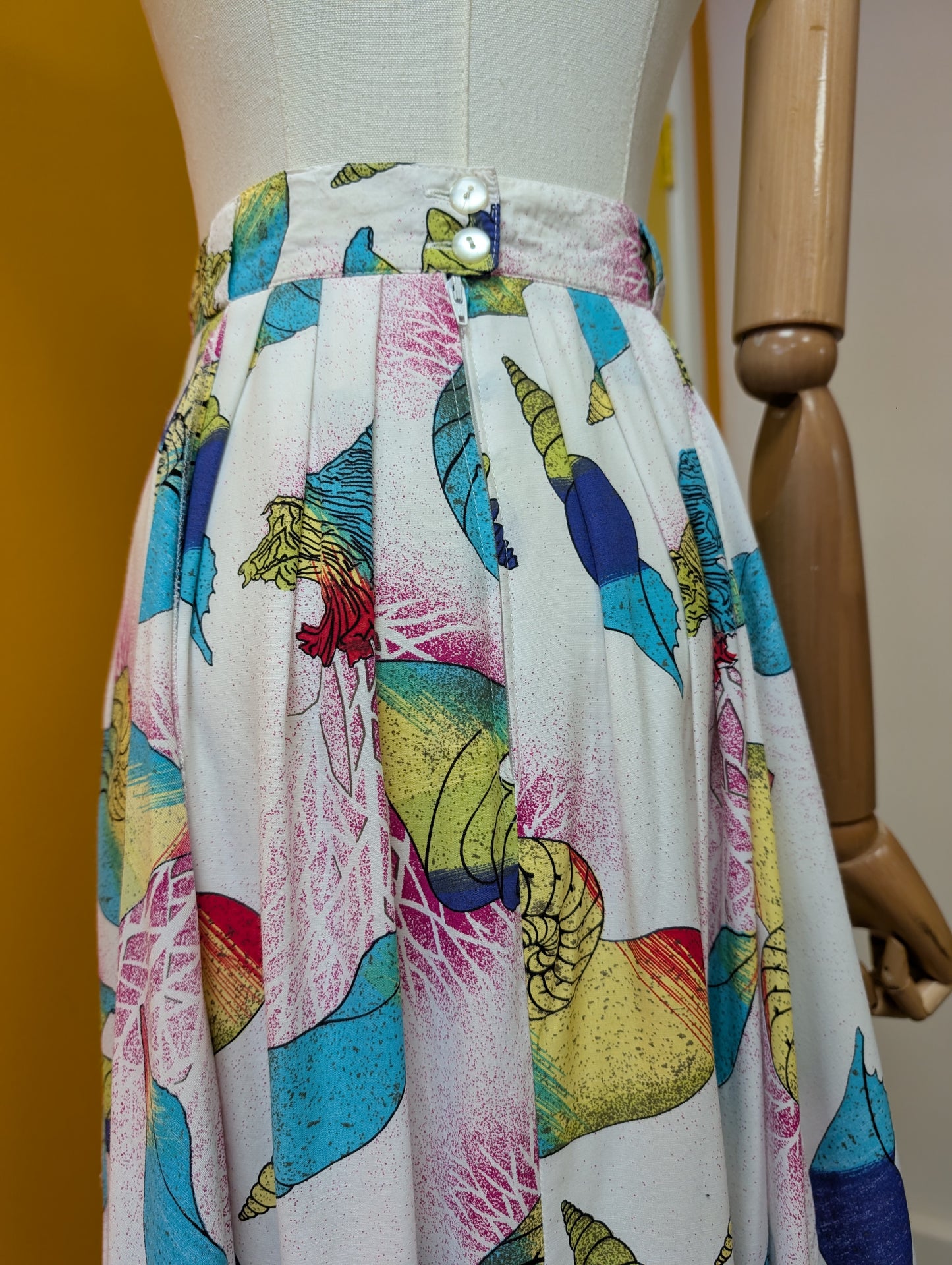 1980s novelty seashell print skirt - 30" waist