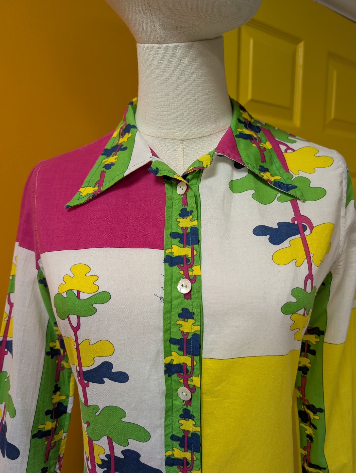 Stunning 1970s Paola Davitti novelty print cotton shirt - XS