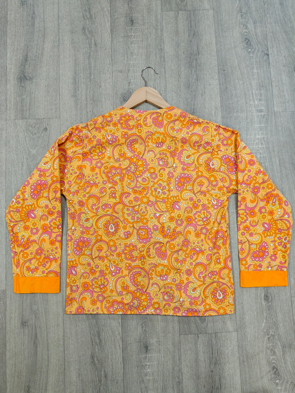 1960s psychedelic orange brushed cotton pyjamas - S