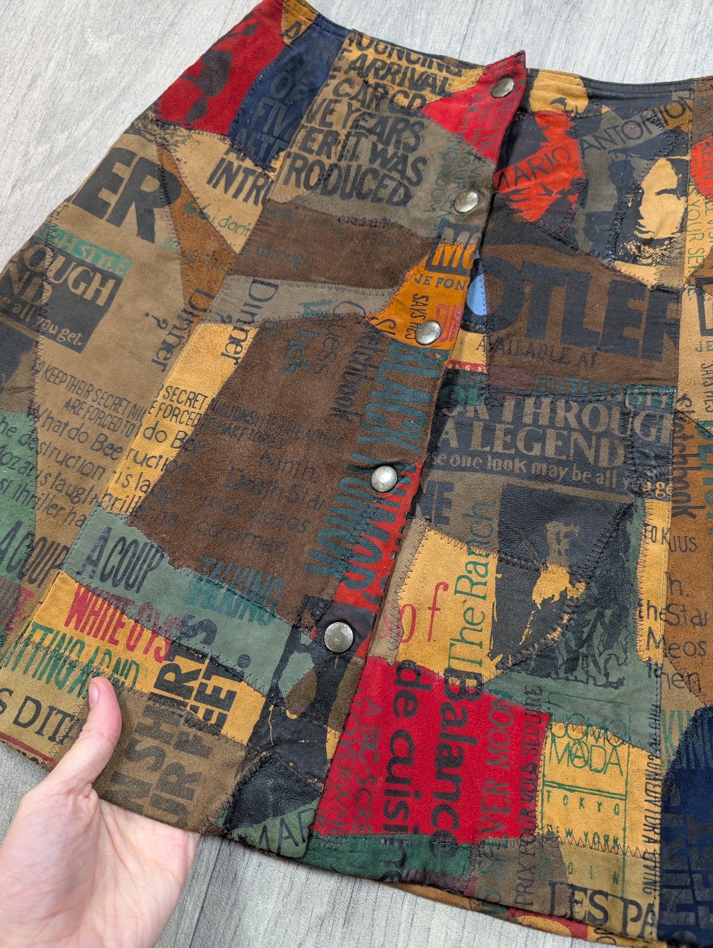90s/Y2K Winch patchwork suede skirt - 26" waist
