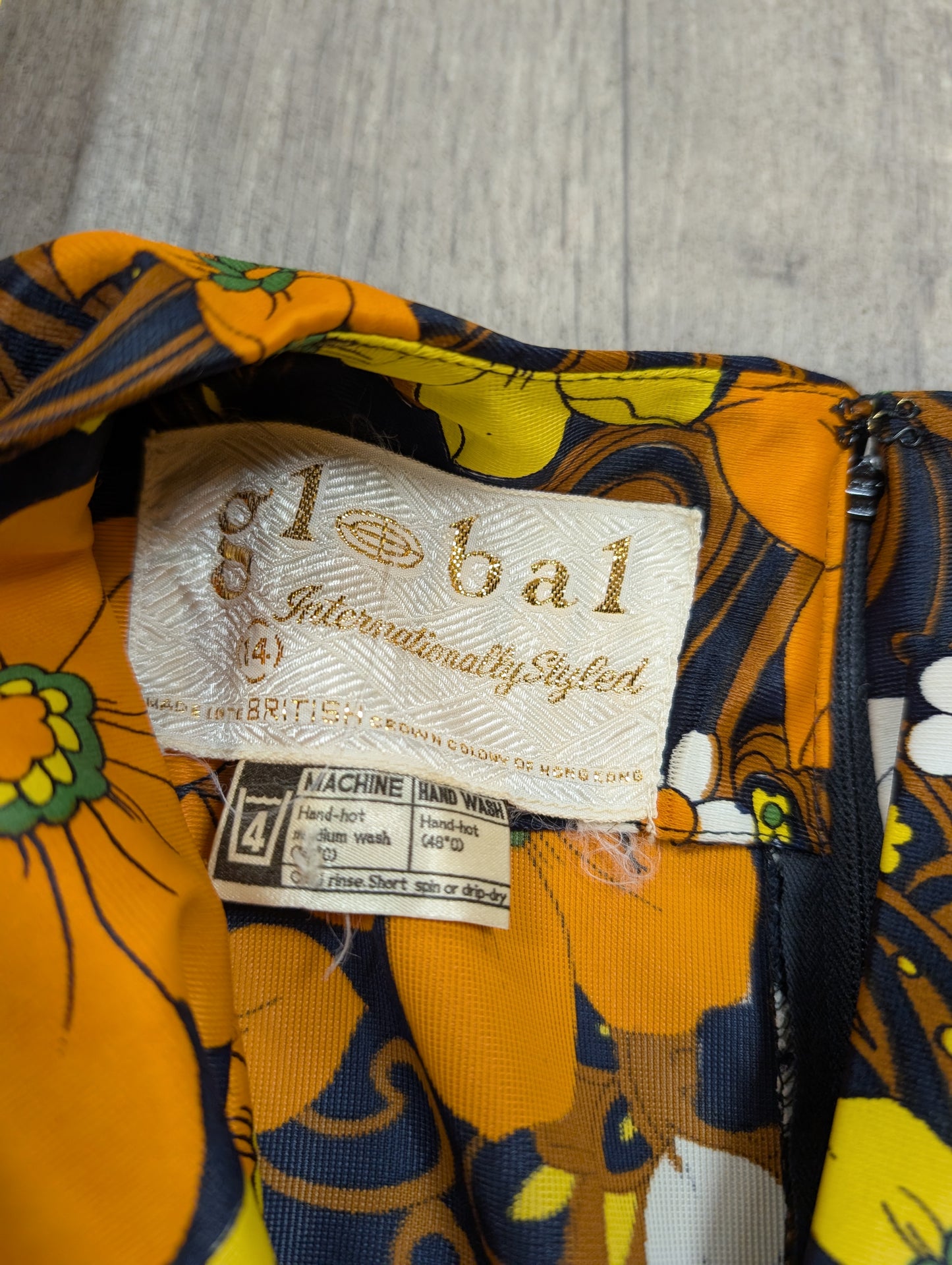 60s/70s Global orange floral maxi dress - XS/6