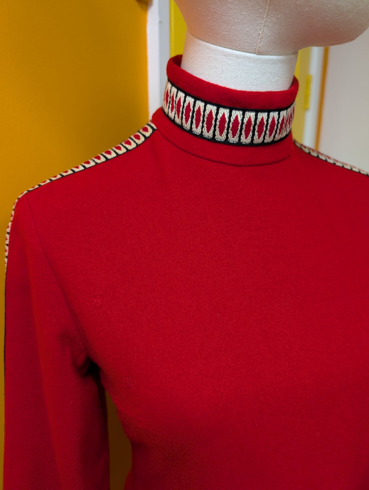 1960s Twiggy red wool mini dress - XS/S