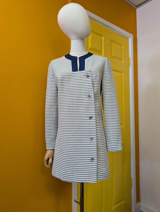 1960s David Barnes crimplene striped tunic/top - M