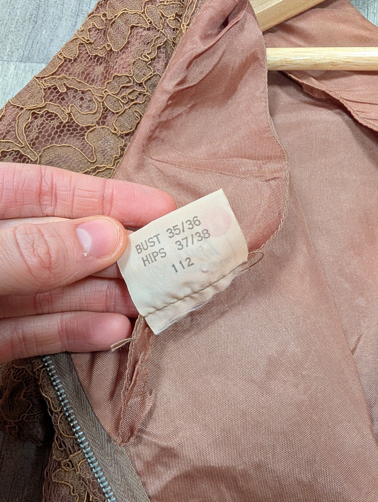 1960s Devonshire Lady brown lace dress suit - S/10