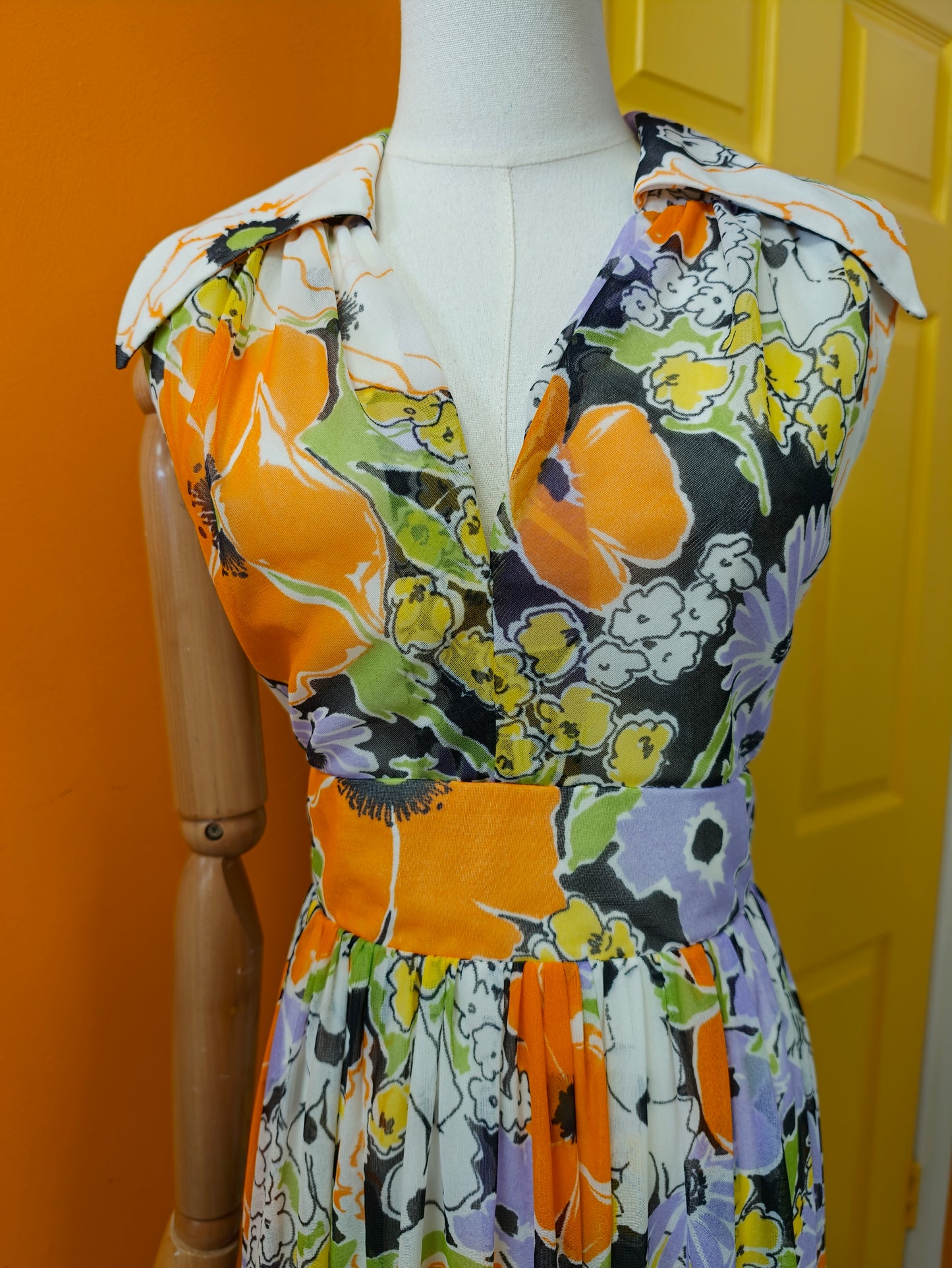 1970s Berkertex floral maxi dress - M/12/14