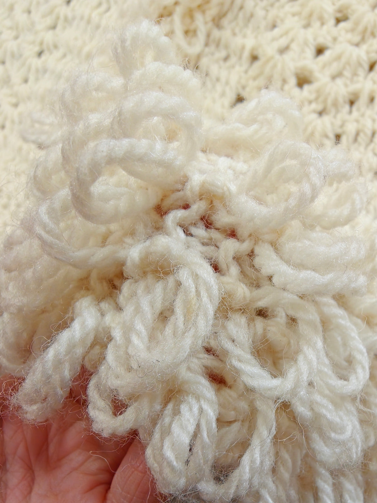 1970s crochet loop stitch hooded long cardigan
