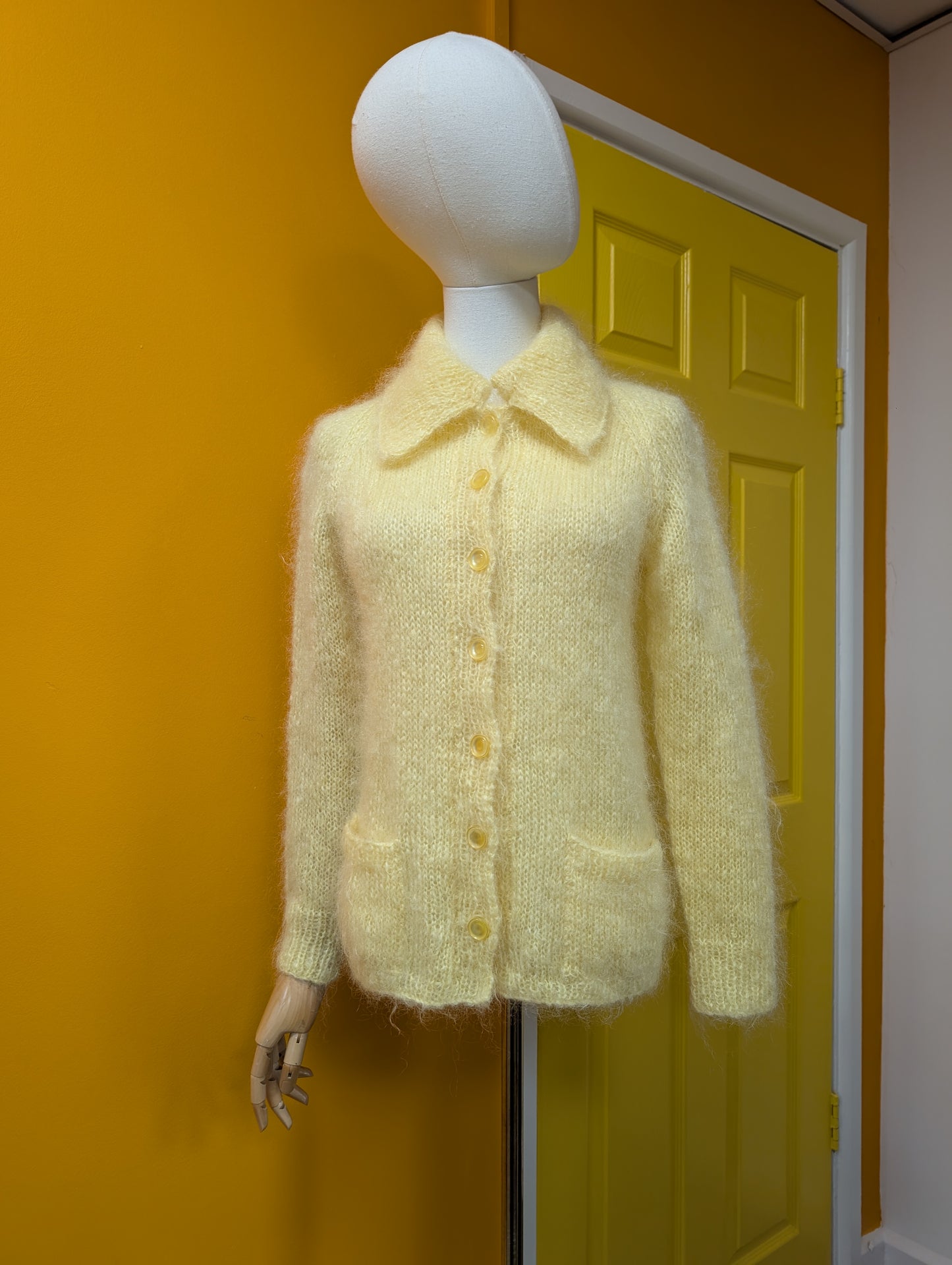 1960s yellow mohair cardigan - XS