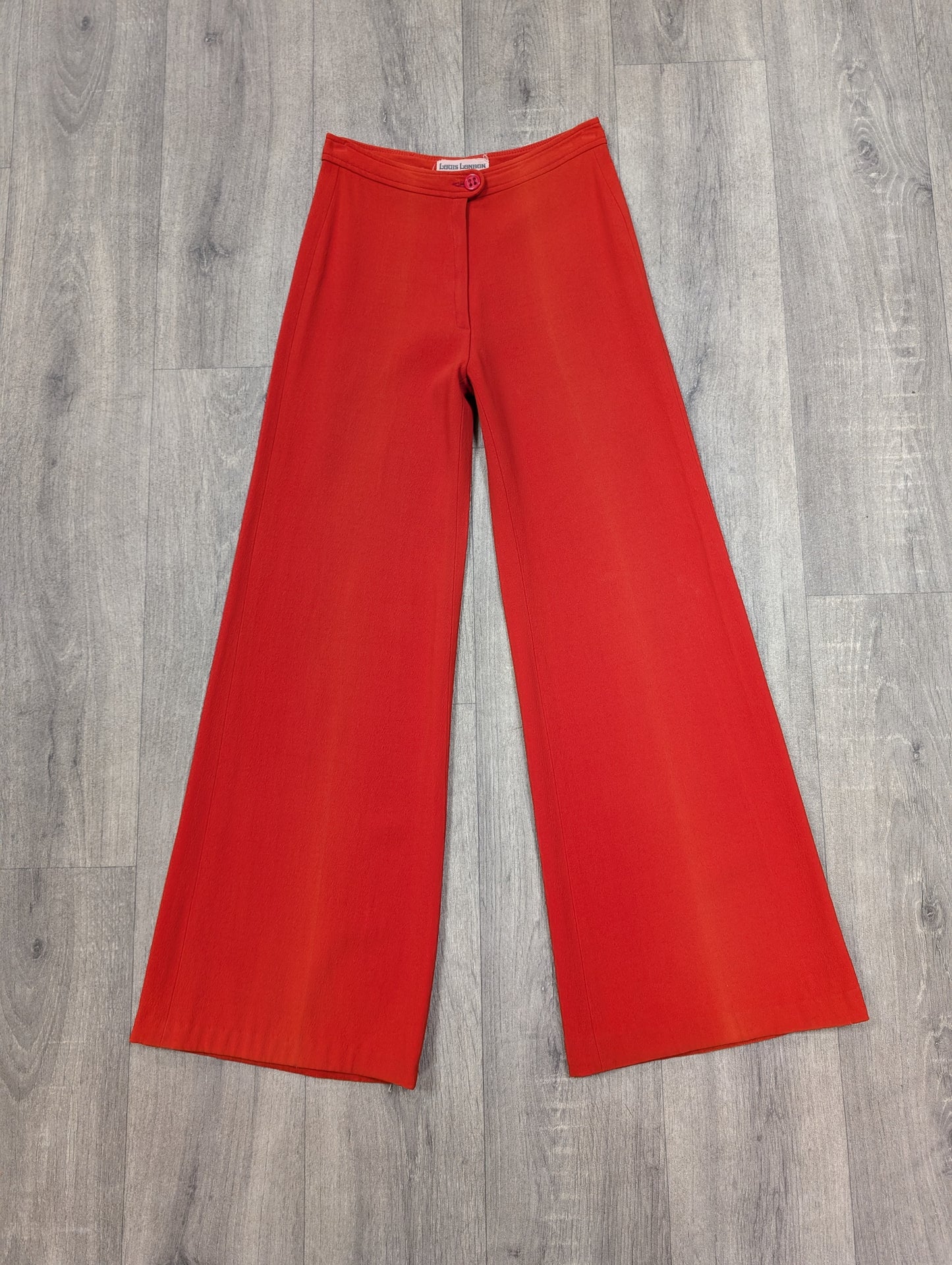 60s/70s Louis London red crepe flares - 23"/24" waist