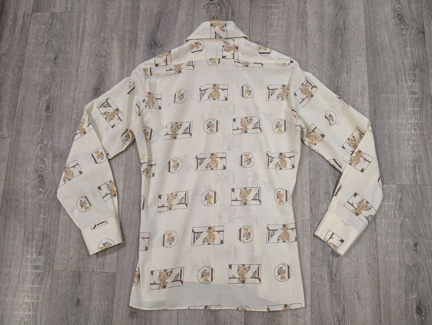 1970s Dickens novelty Art Deco print shirt
