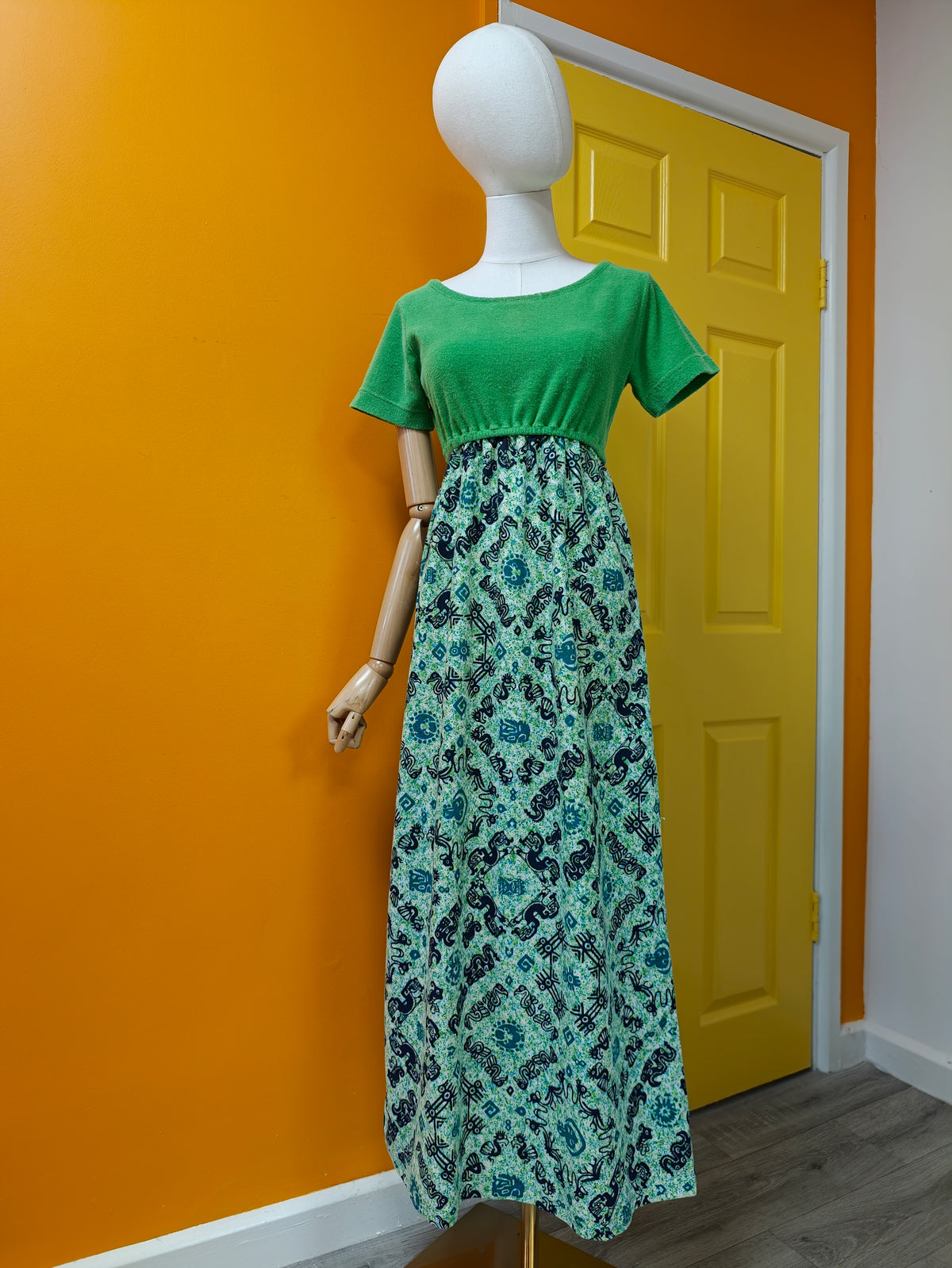 60s/70s Guitare French towelling maxi dress - XS/S