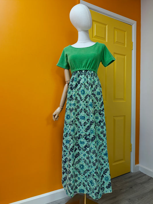 60s/70s Guitare French towelling maxi dress - XS/S