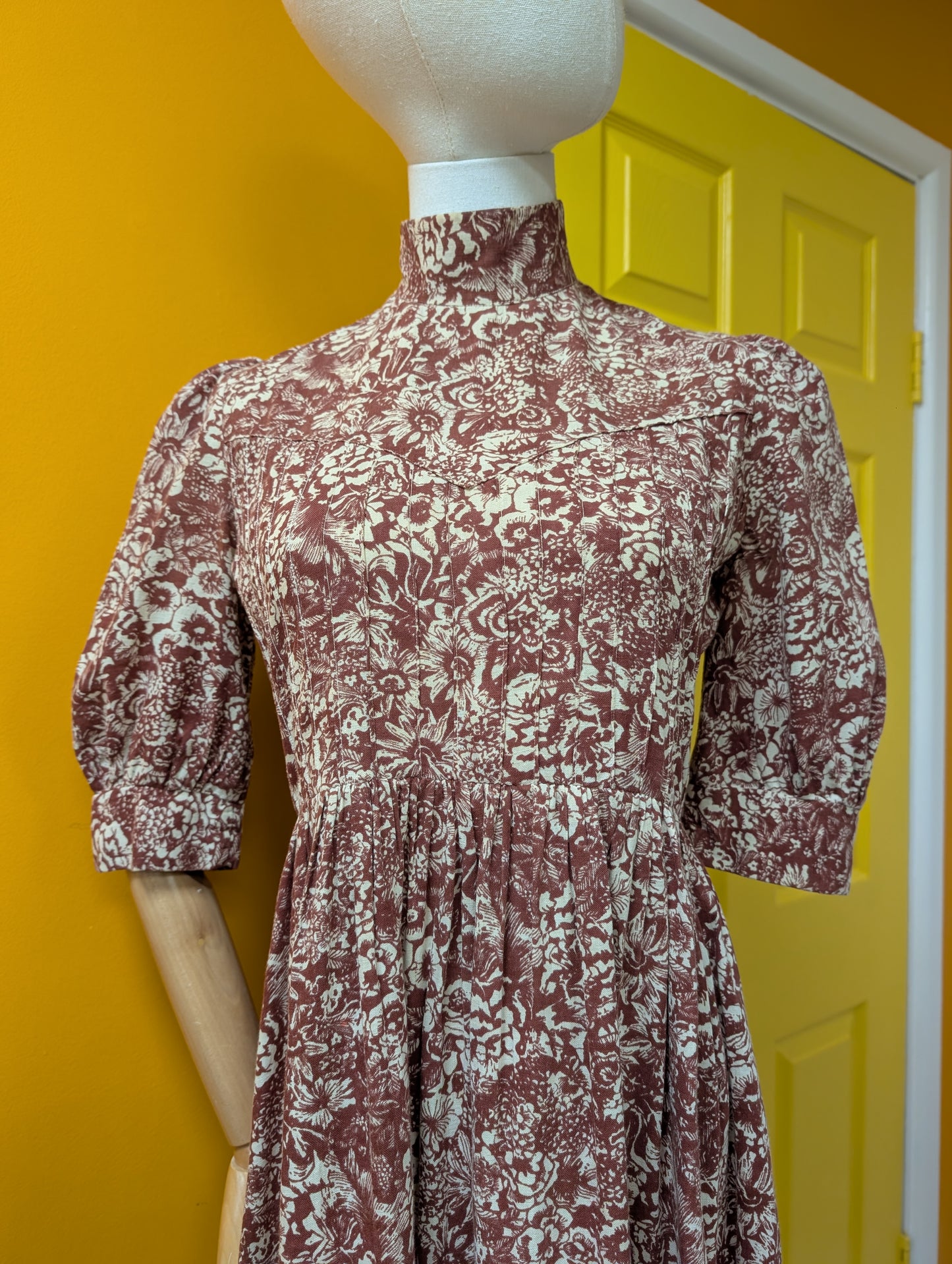 1970s made in Wales Laura Ashley brown dress - S/M/10/12