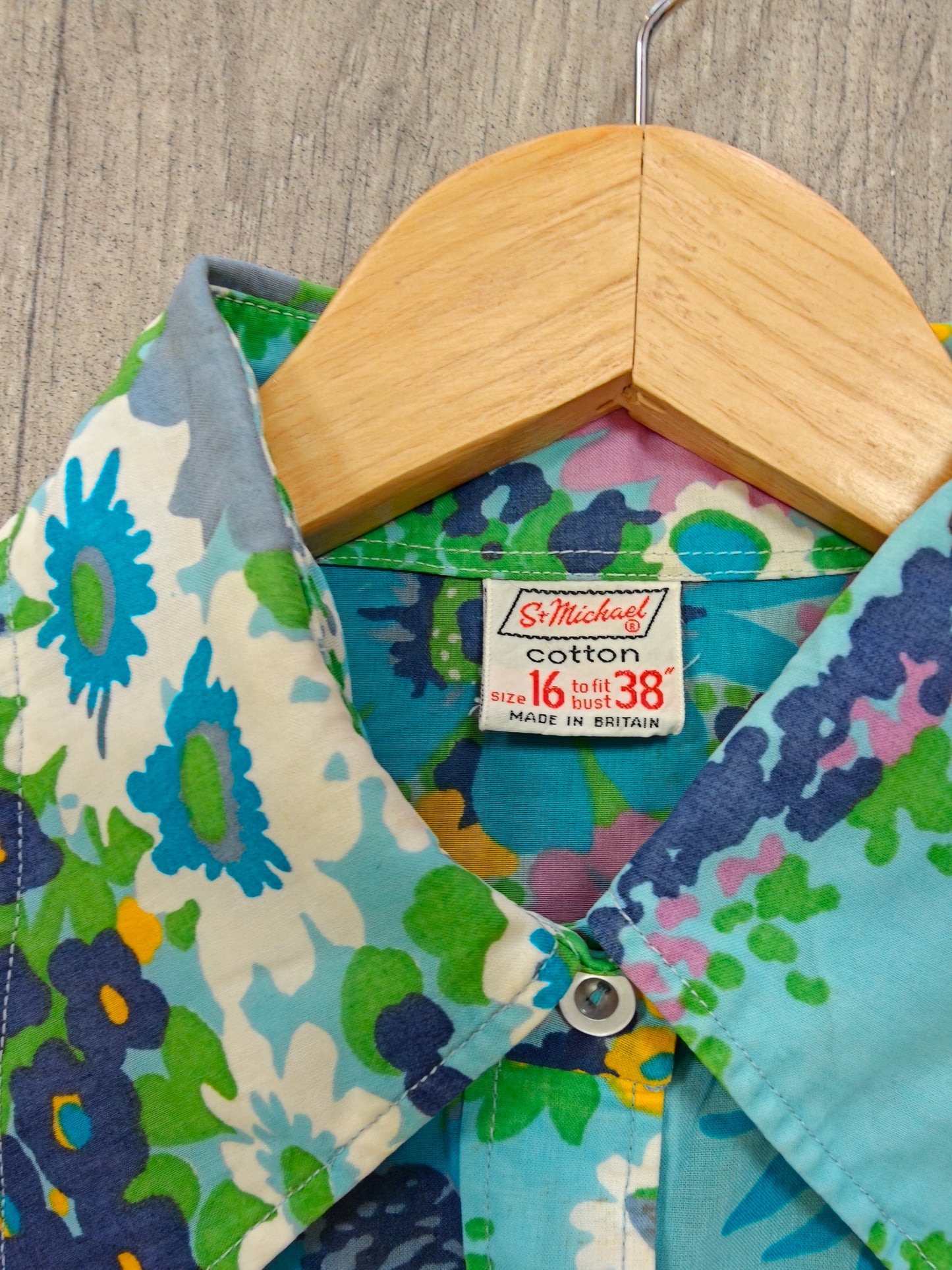 1970s St Michael floral cotton balloon sleeve shirt - M