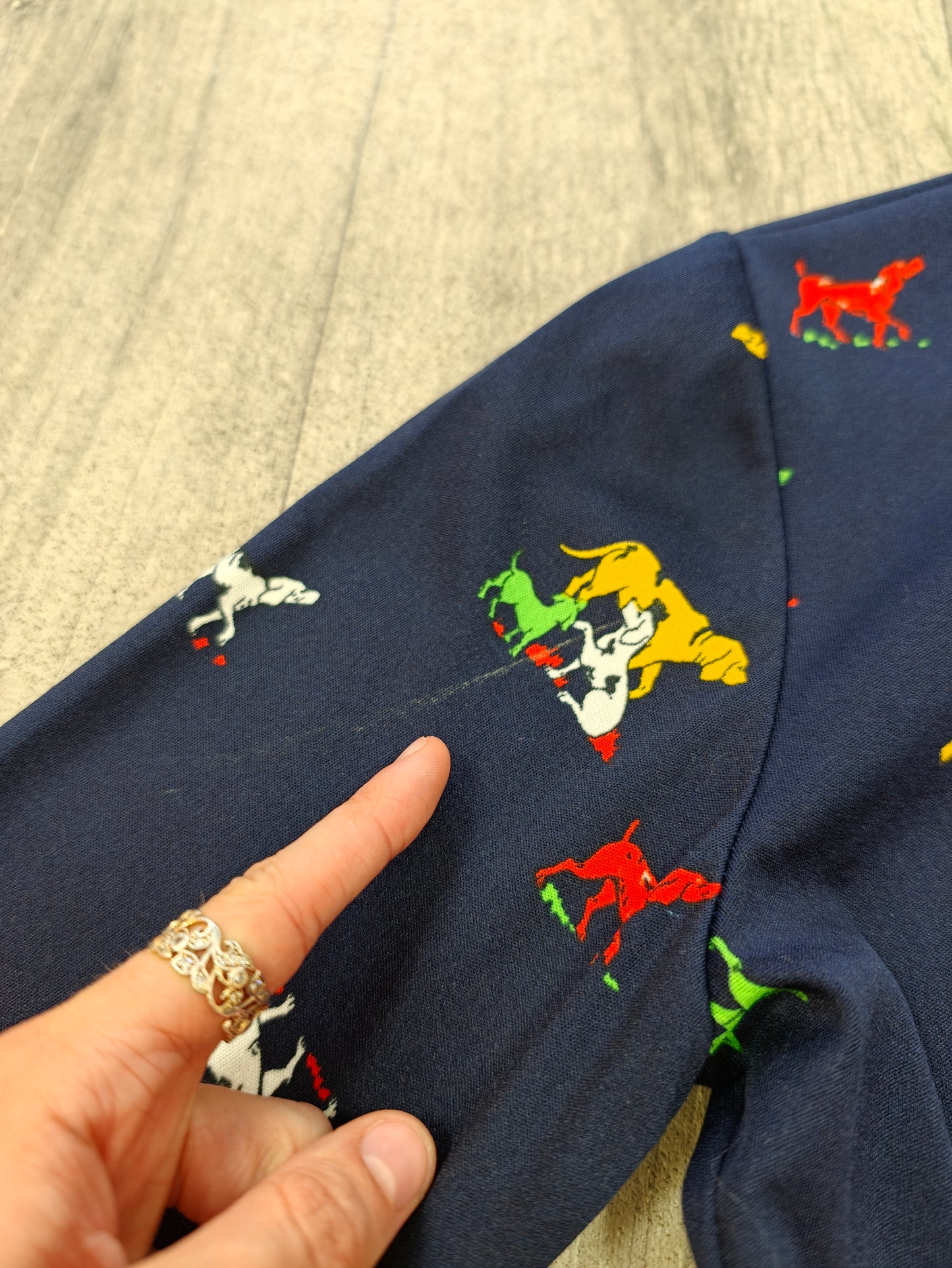 1970s dog print dagger collar shirt - XS/S