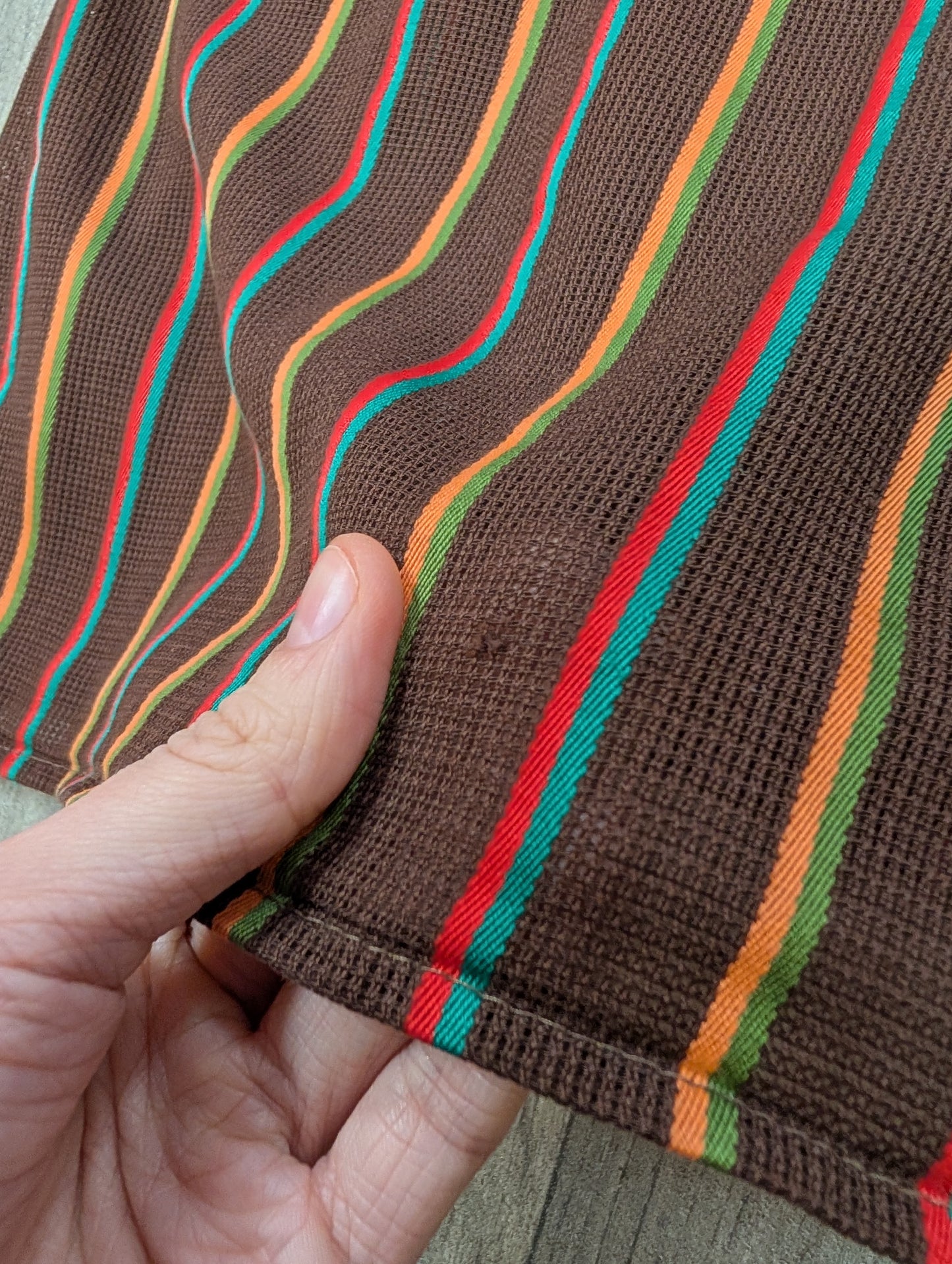 60s/70s brown cotton mesh shirt
