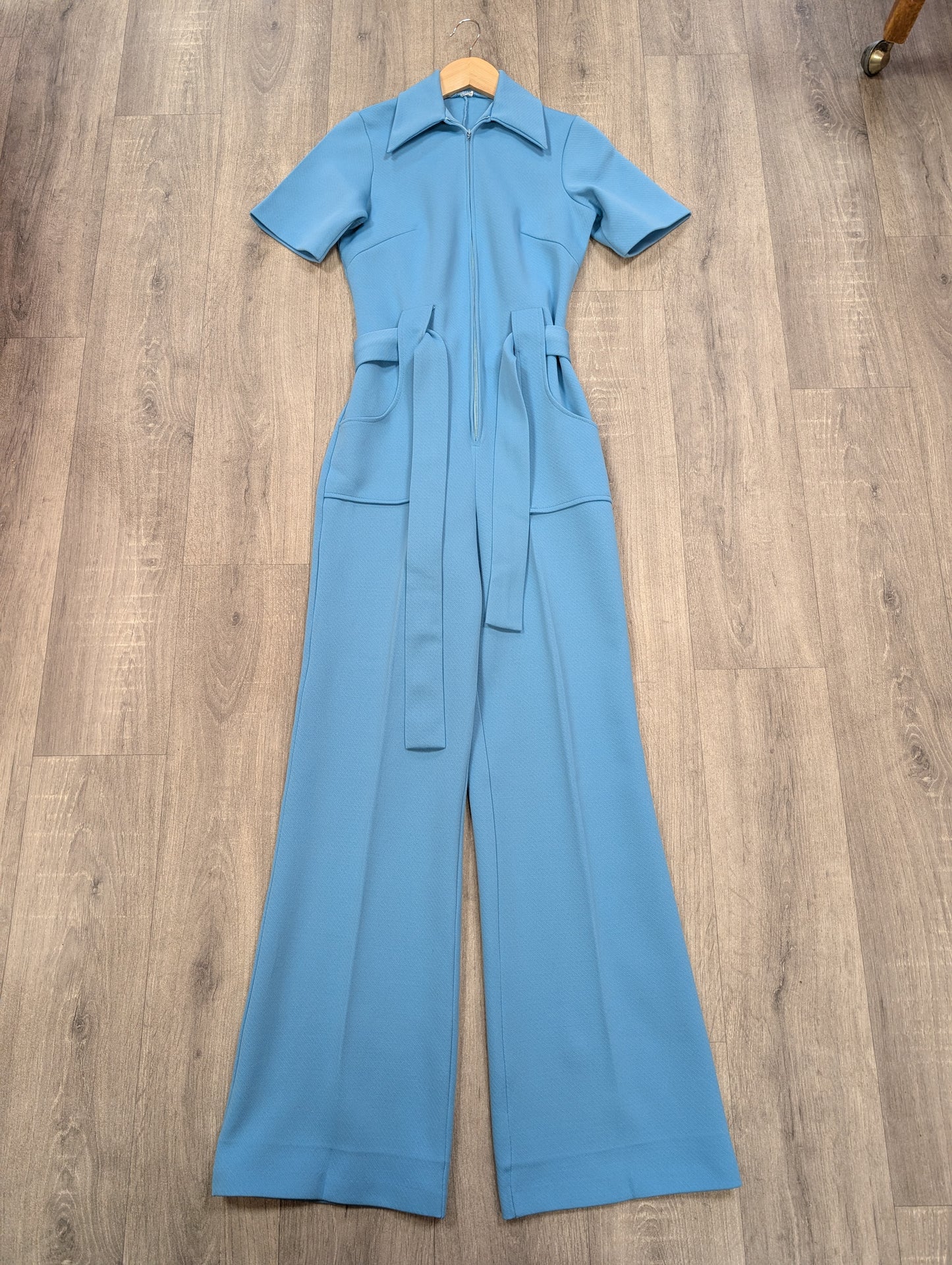 1970s blue belted jumpsuit - S/8